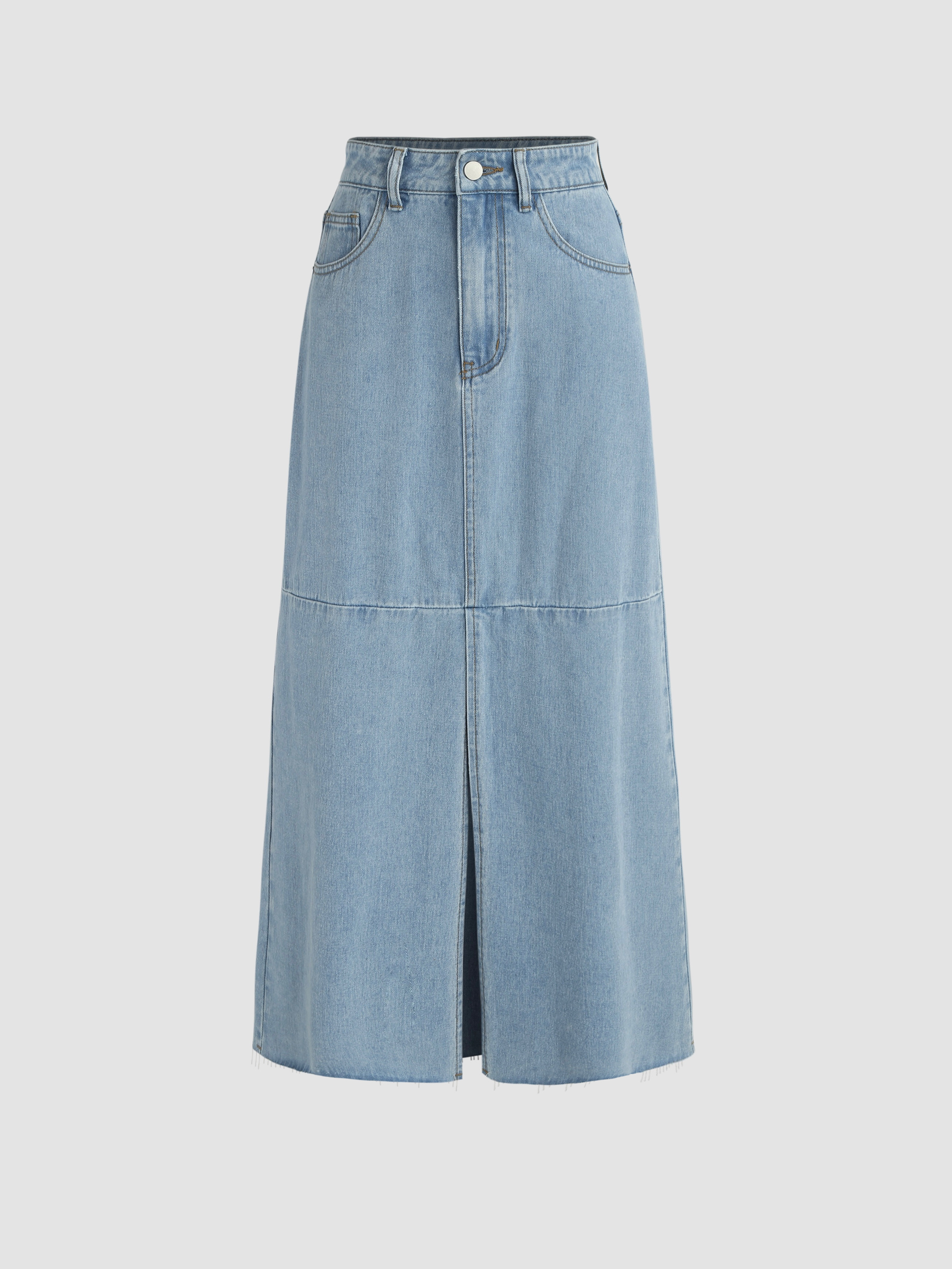 Denim Skirts Denim Denim Split Ruffle Hem Maxi Skirt For Daily Casual