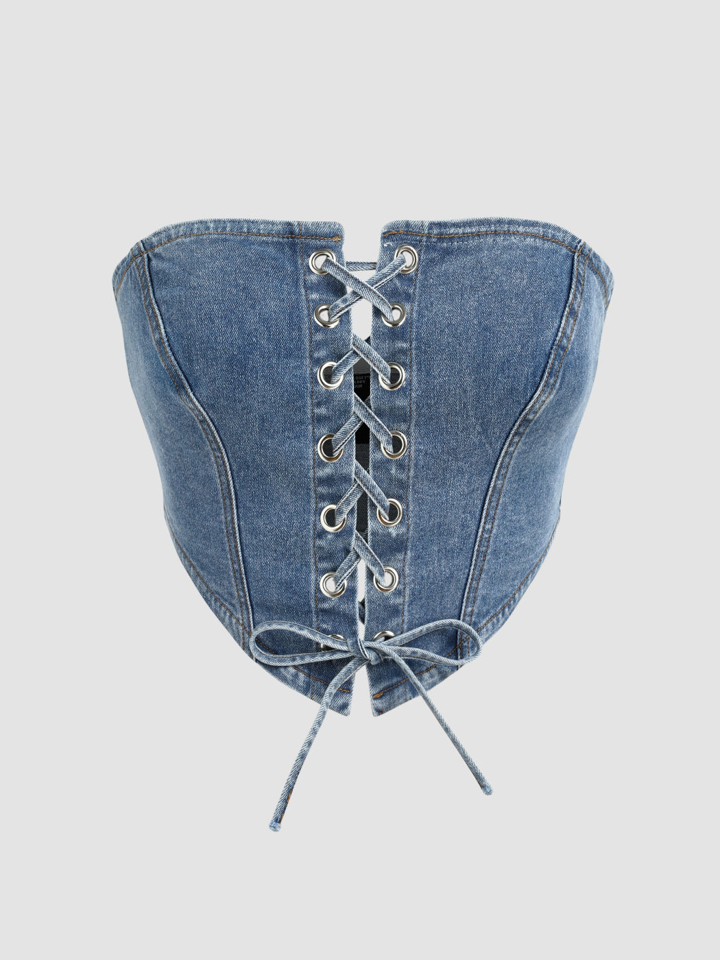 Cowboy Western Outfits Denim Lace Up Corset Crop Tube Top For Daily ...