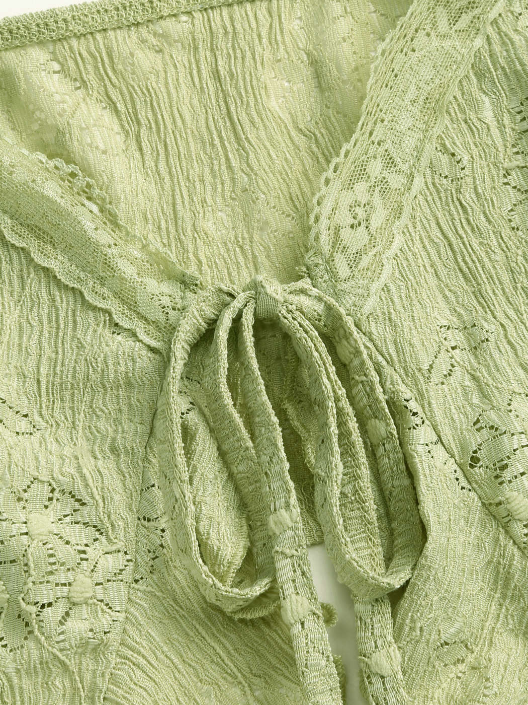 Women's Tawny Ruffle Lace Crop Top In Green
