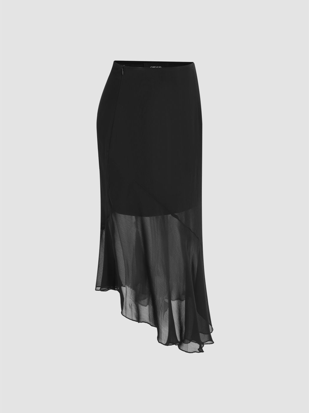 Ruffle Hem Mesh Maxi Skirt 