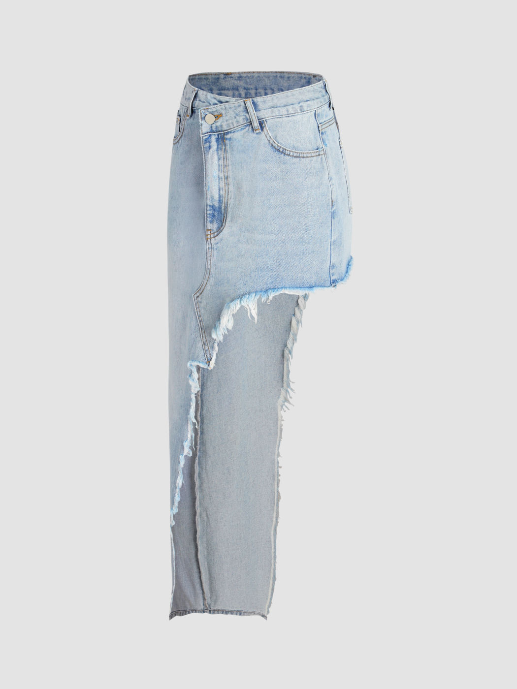 Denim Fringed Skirt