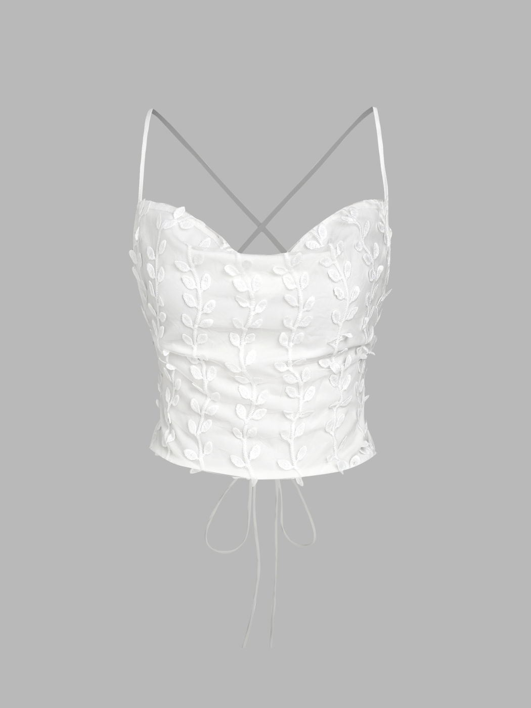  Florales Crop Top mit Kreuzrücken ohne Rücken