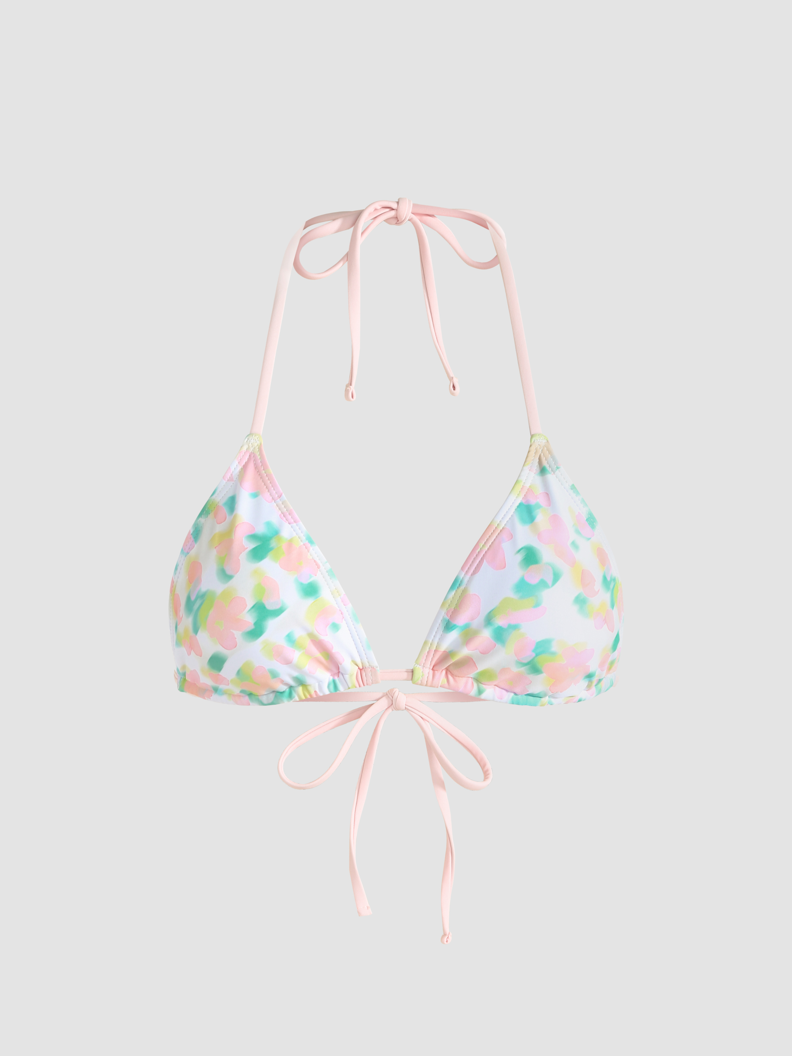 Color Floral Halter Triangle Bikini Top