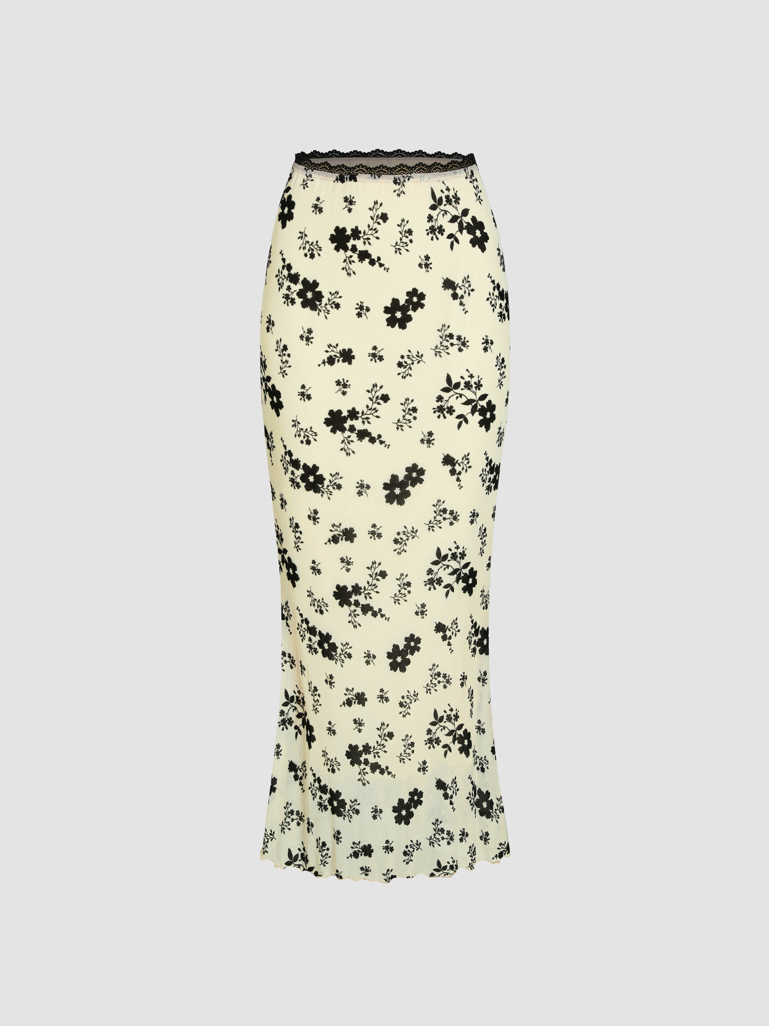 Floral-Jacquard A-Line Skirt
