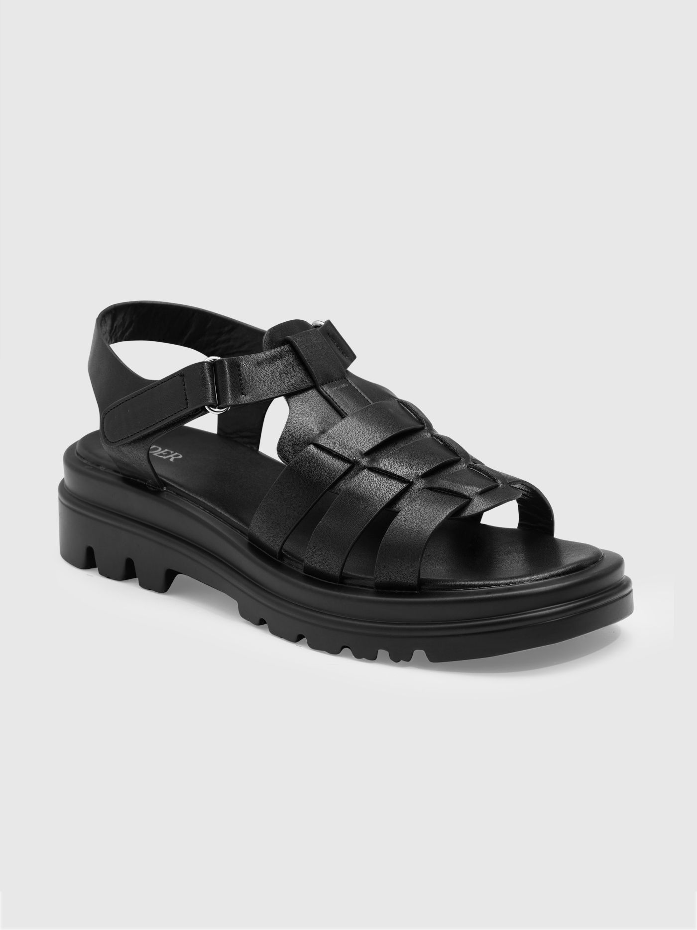 Faux Leather Open Toe Slingback Sandals