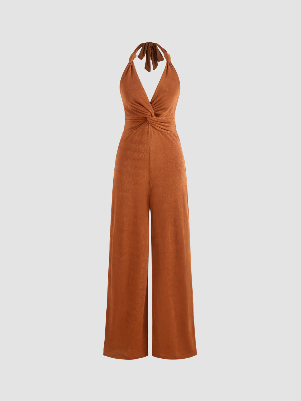 Jumpsuit mit Twist-Neckholder und V-Ausschnitt