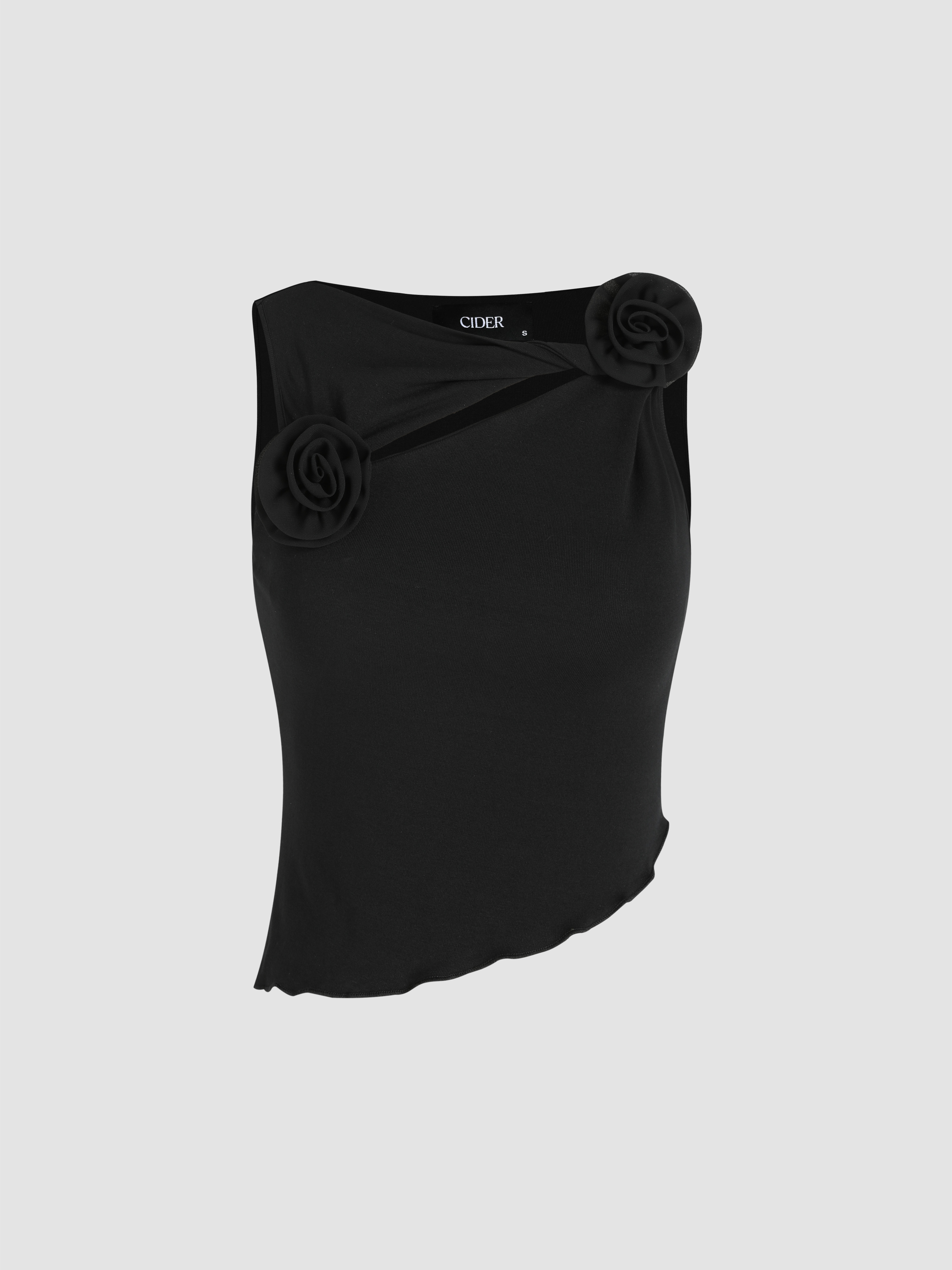 Rosette Asymmetrical Cut Out Top