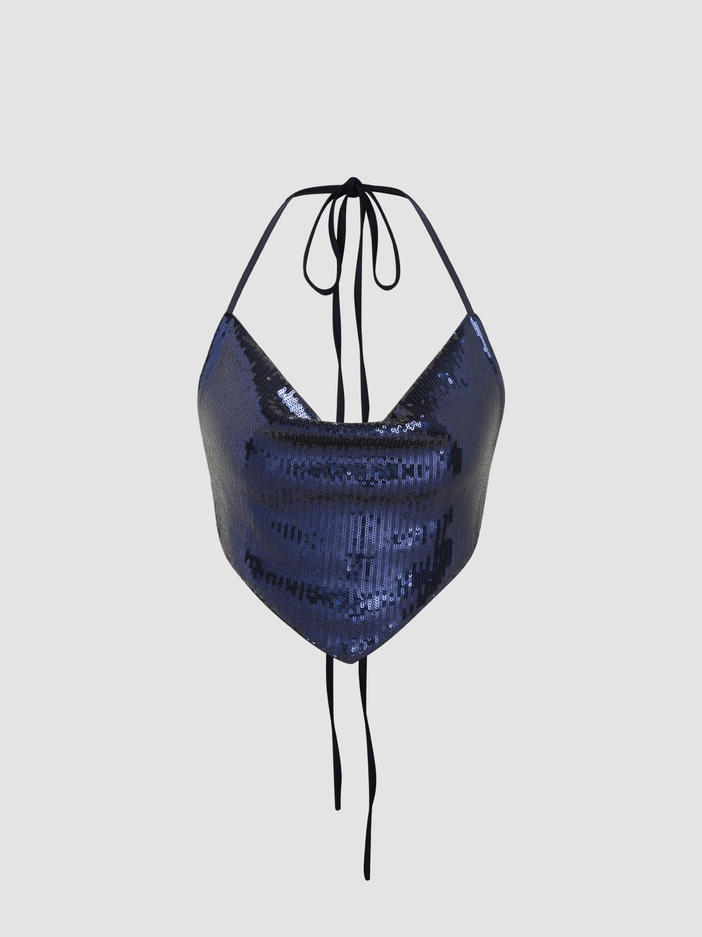  Pailletten Rückenbindung Halter Crop Top