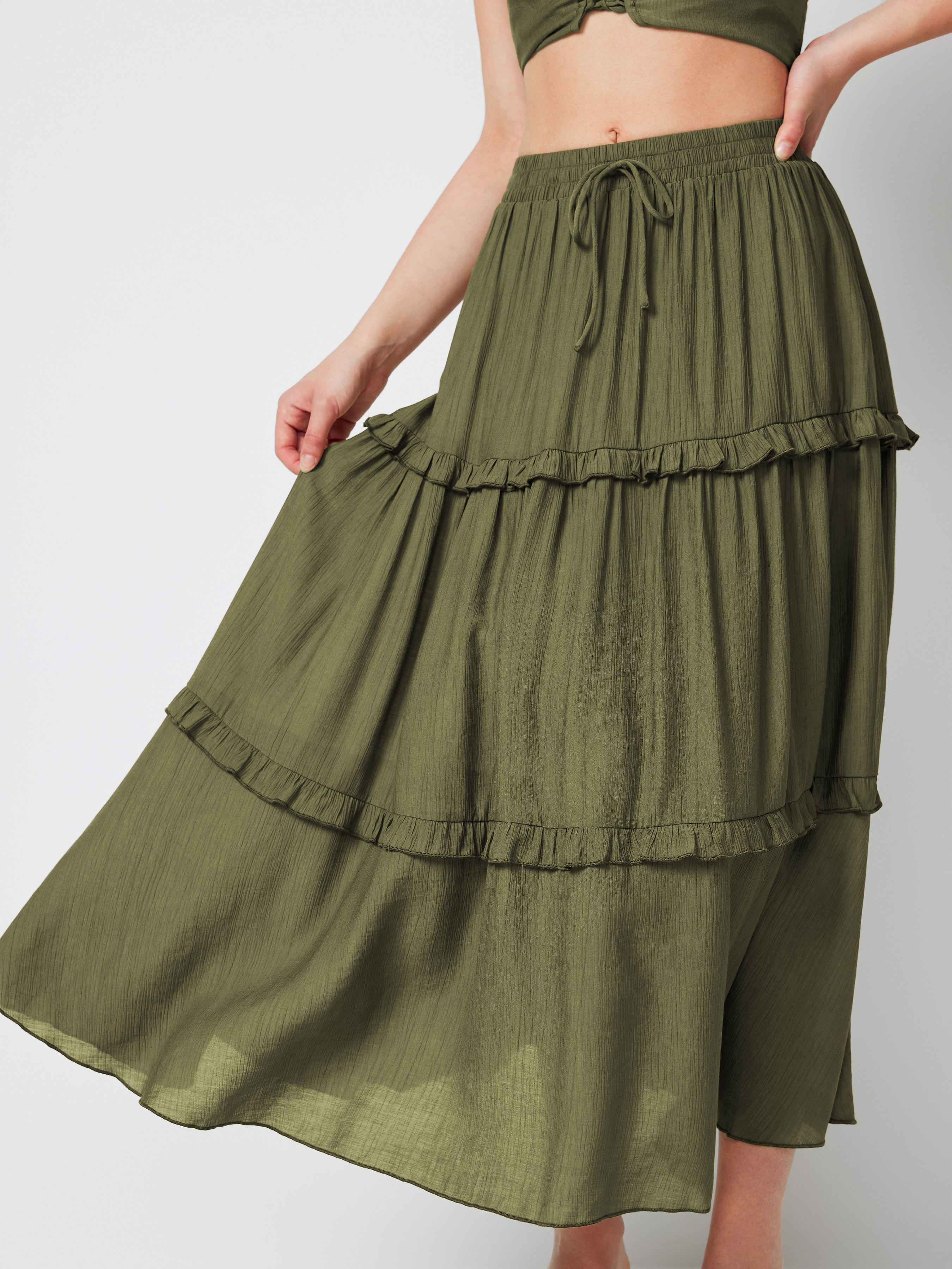 Tiered maxi clearance skirt elastic waist