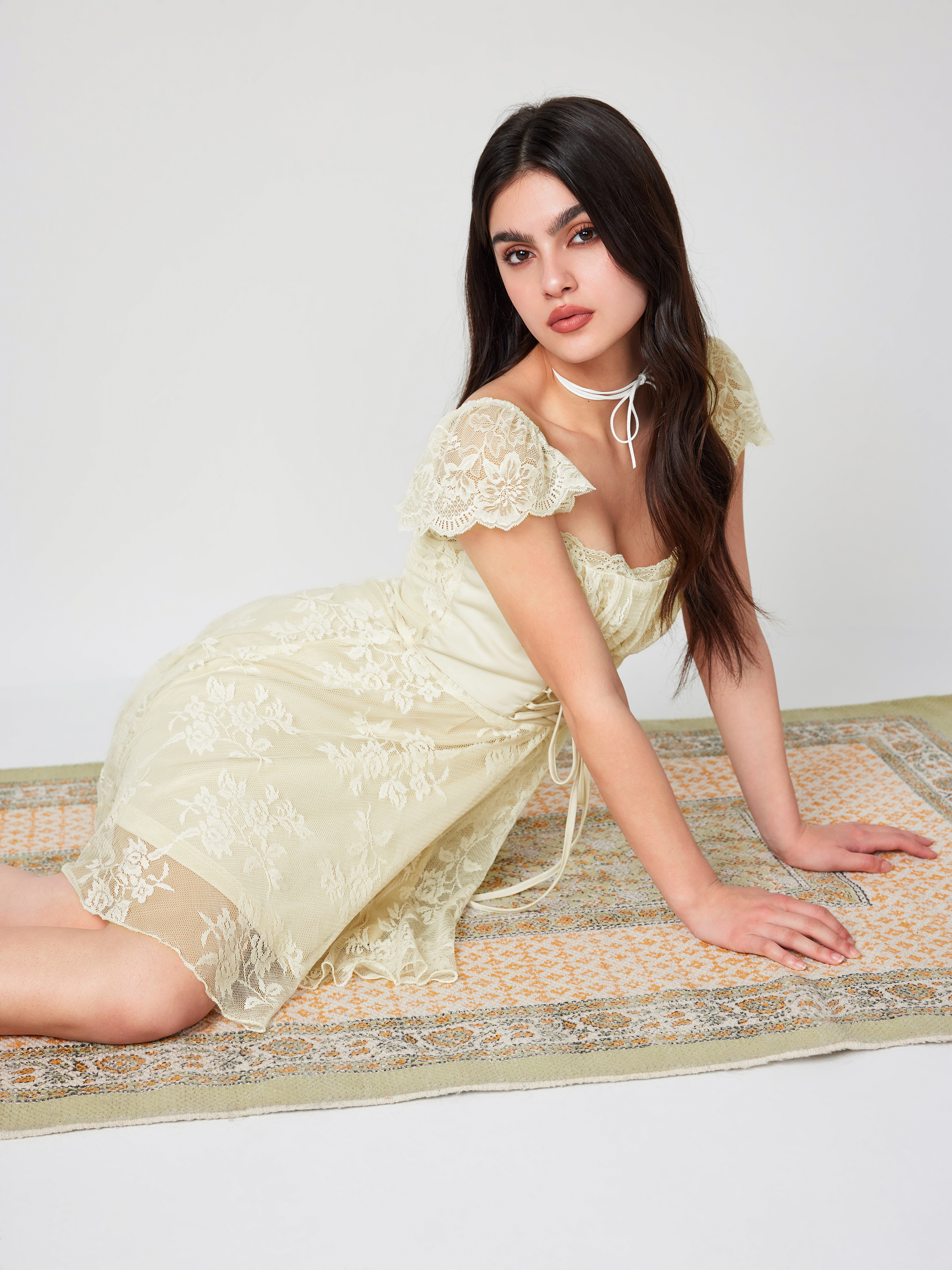 Floral Ruffle Lace Up Corset Mini Dress For Date Floral Ruffle Lace Up Corset Mini Dress For Date