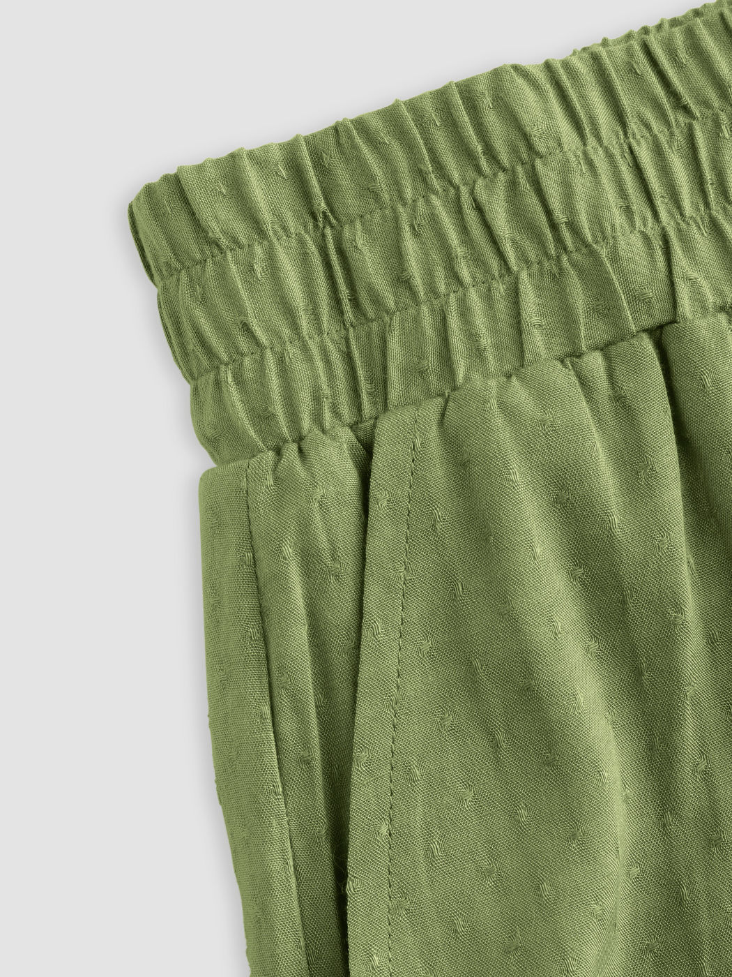 High Waist Elastic Waist Wide Leg Trousers