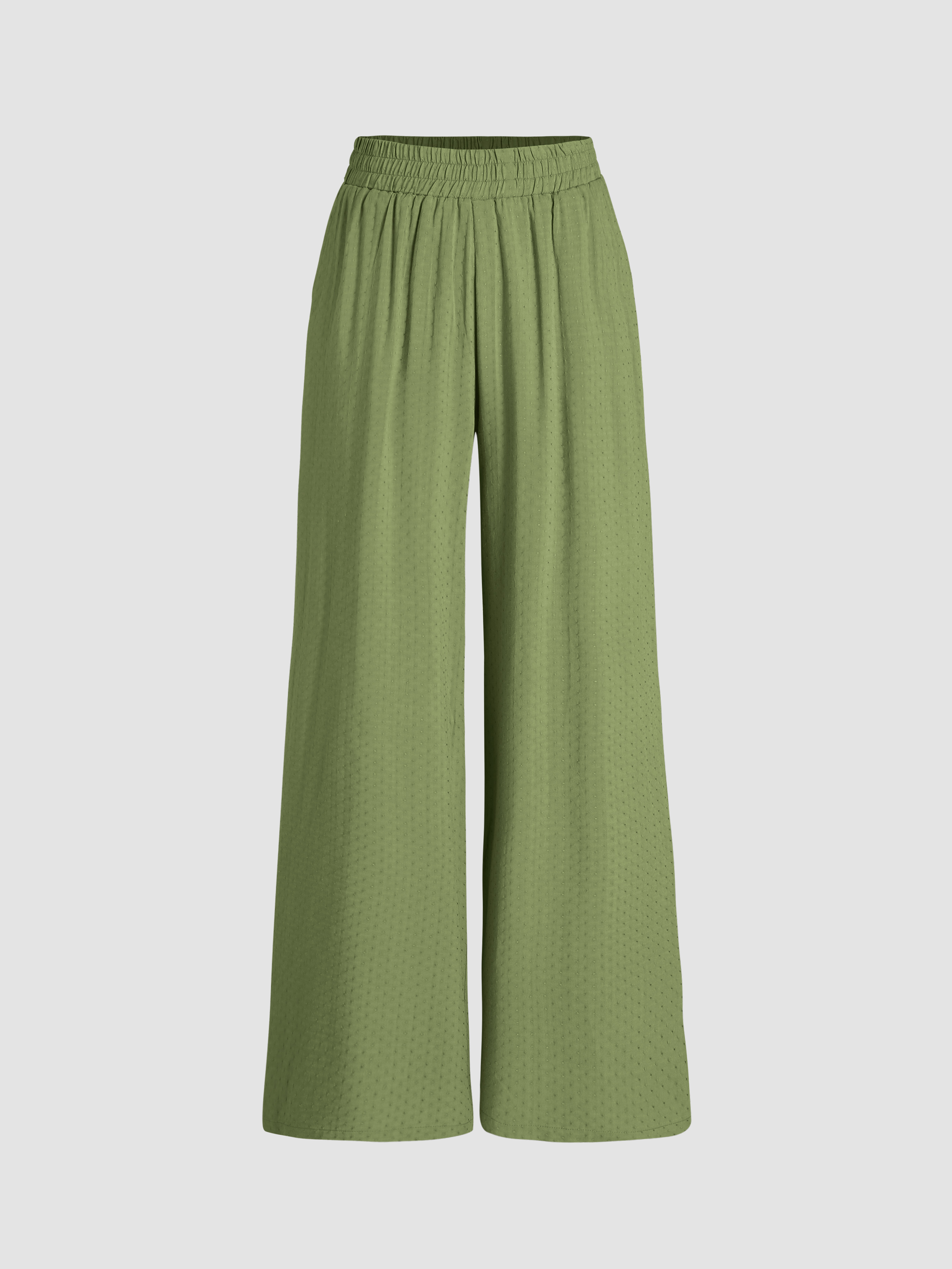 Women Elastic Waist Solid Color Corduroy Pants