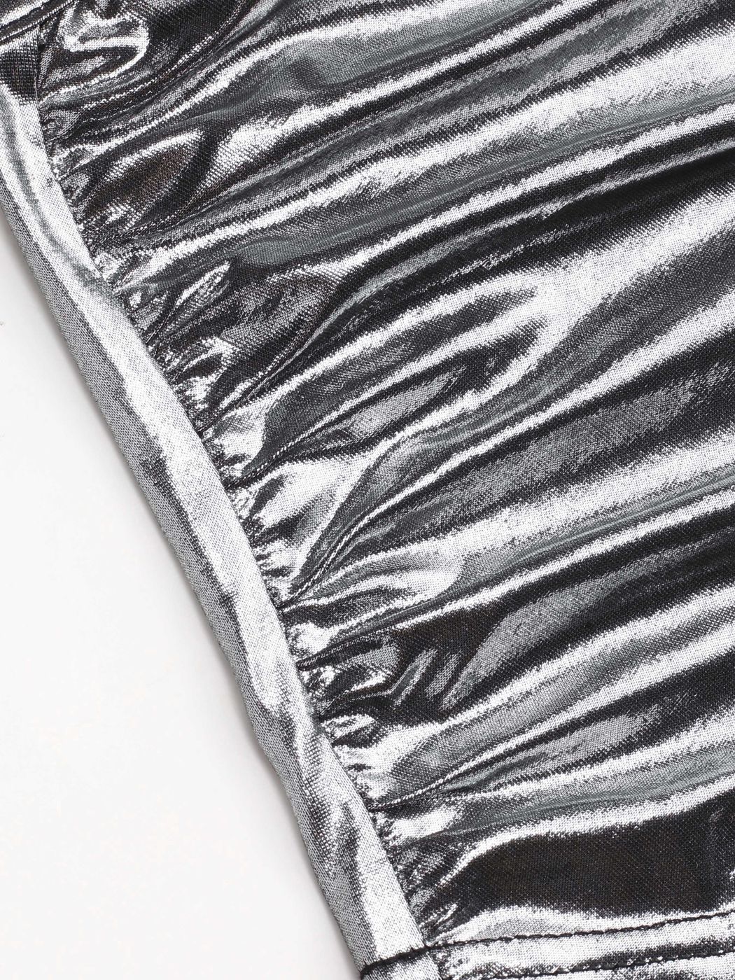  Wasserfallausschnitt Metallic Gerafftes Crop Top
