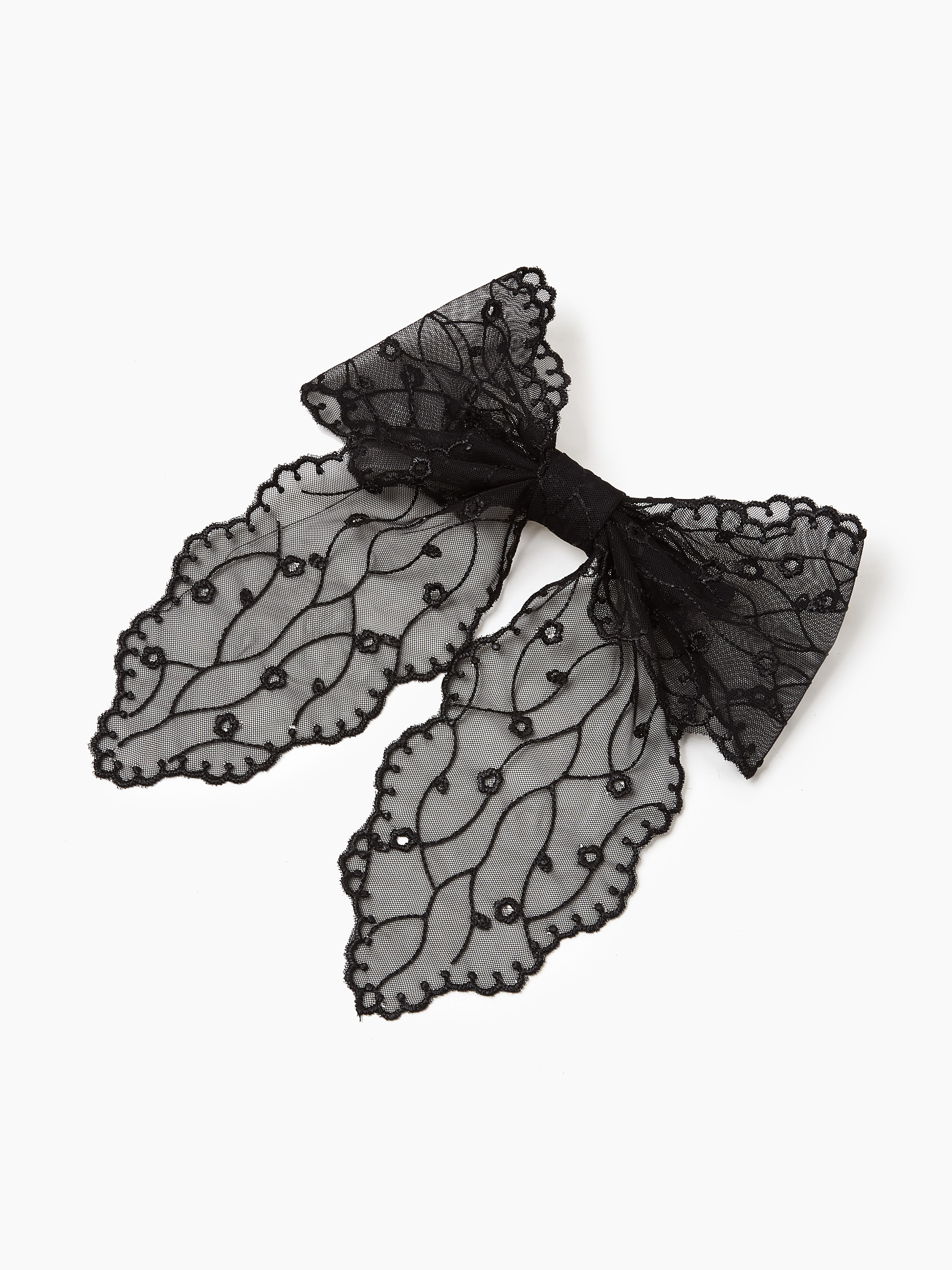 Coraline Lace Bow Clip - black floral lace bow – ANDI