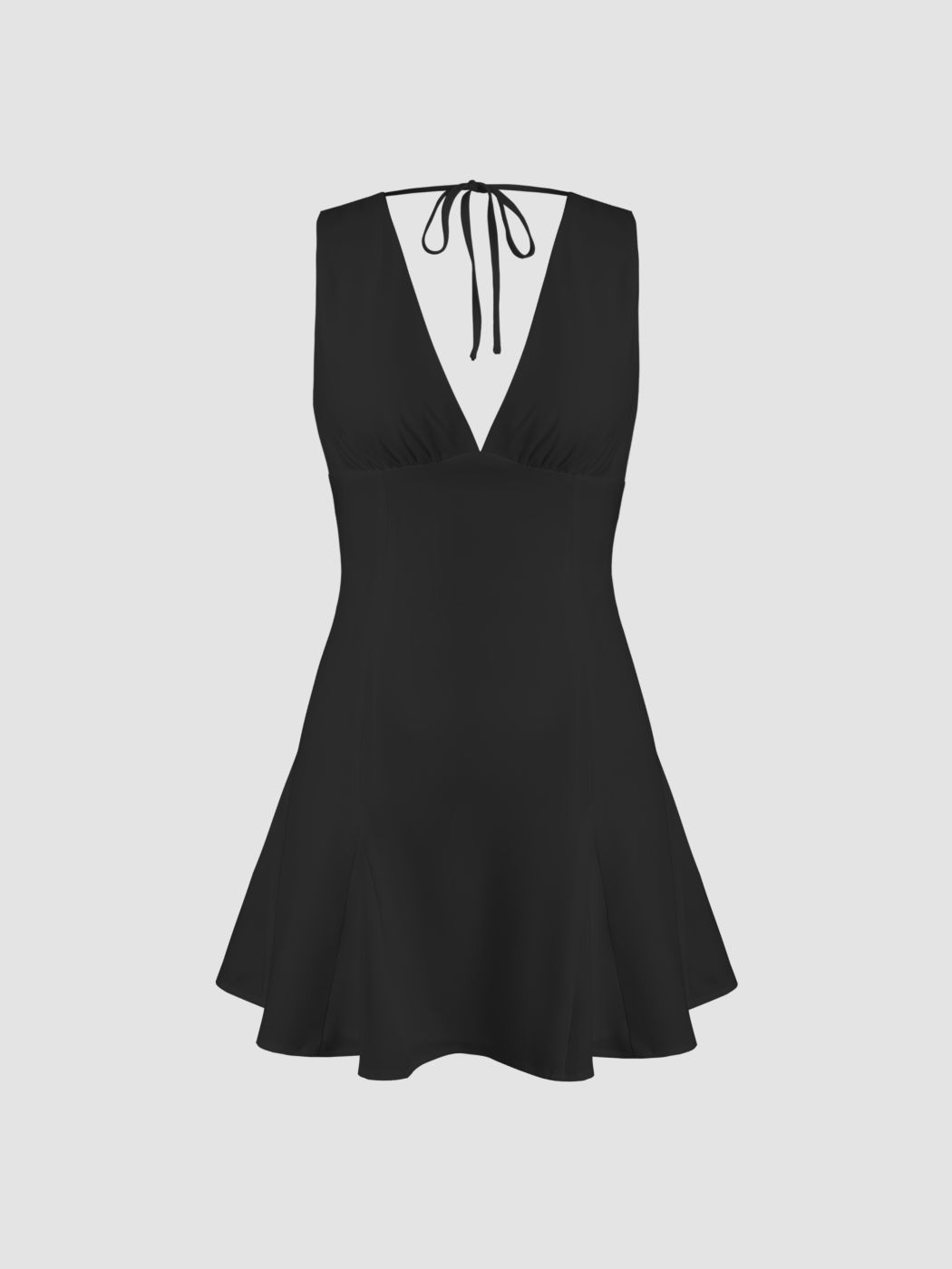 Geknotetes Minikleid mit V-Ausschnitt und Rüschen