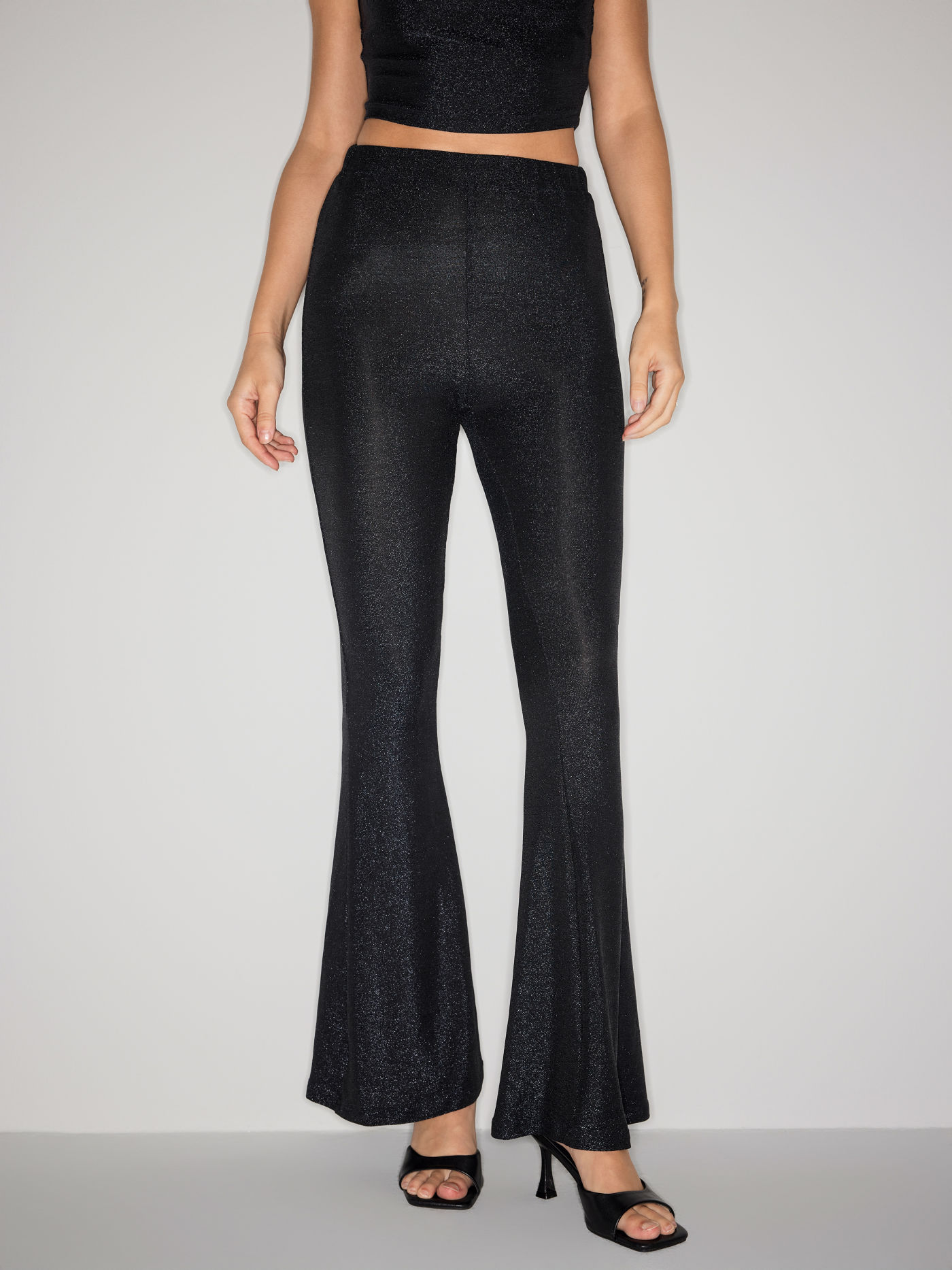 Glitter High Waist Flared Pants