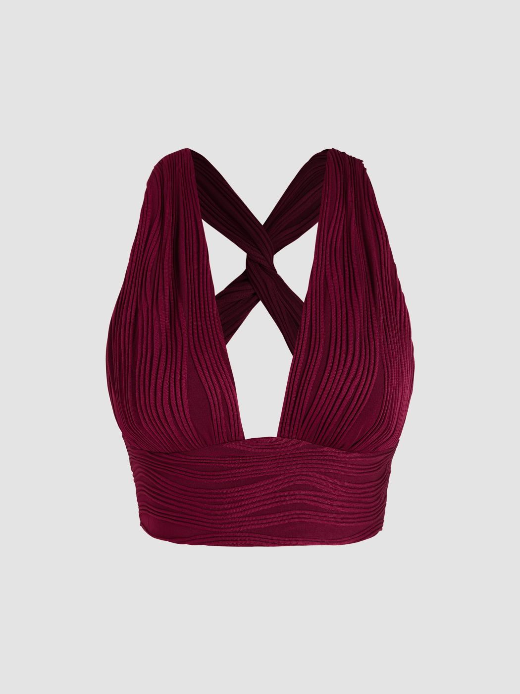 Solid Back Cross Crop Halter Top