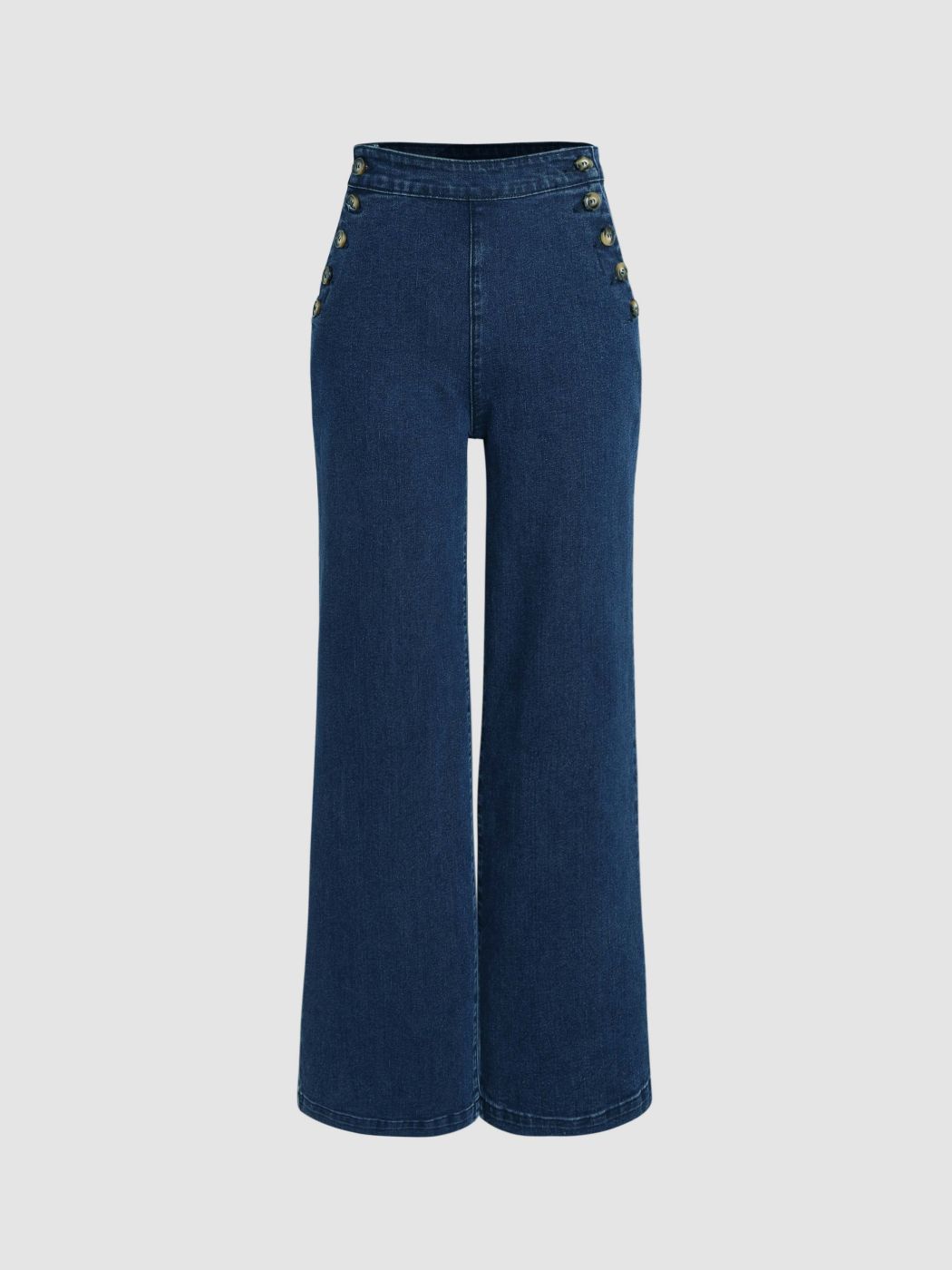 Stretch Jeans mit hoher Taille und breiten Beinen