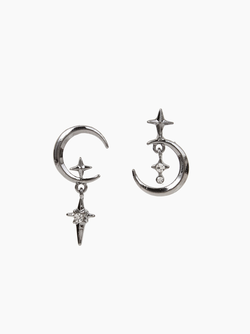 Star Moon Rhinestone Drop Earrings