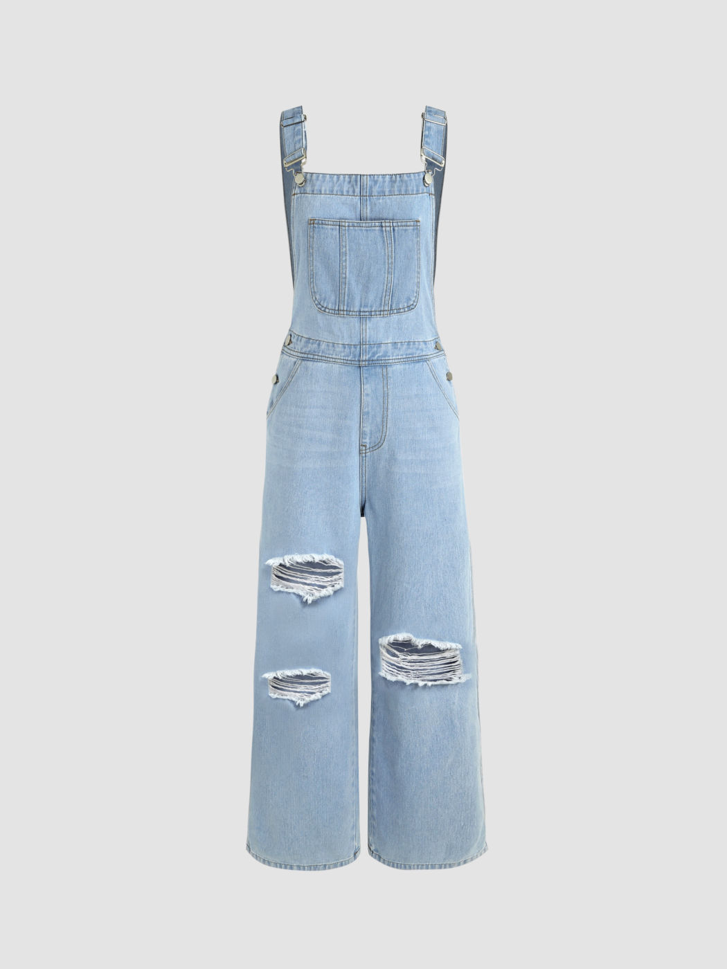 Denim Ripped Buckle Jumpsuit Cider