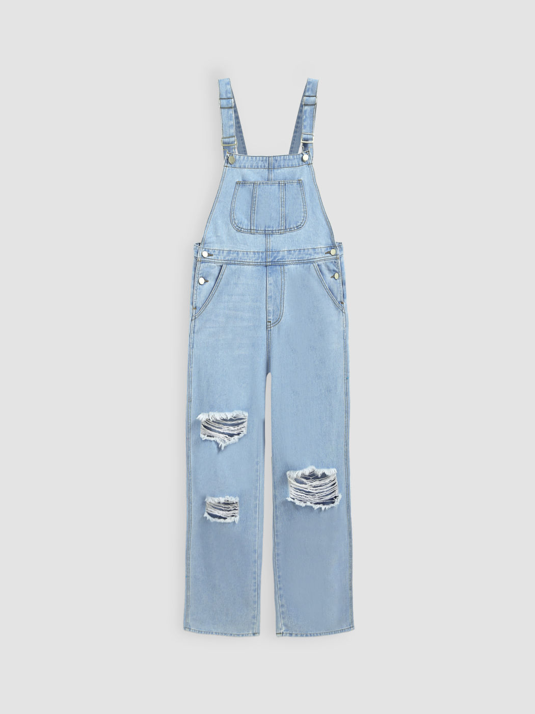 Denim Ripped Buckle Jumpsuit Cider