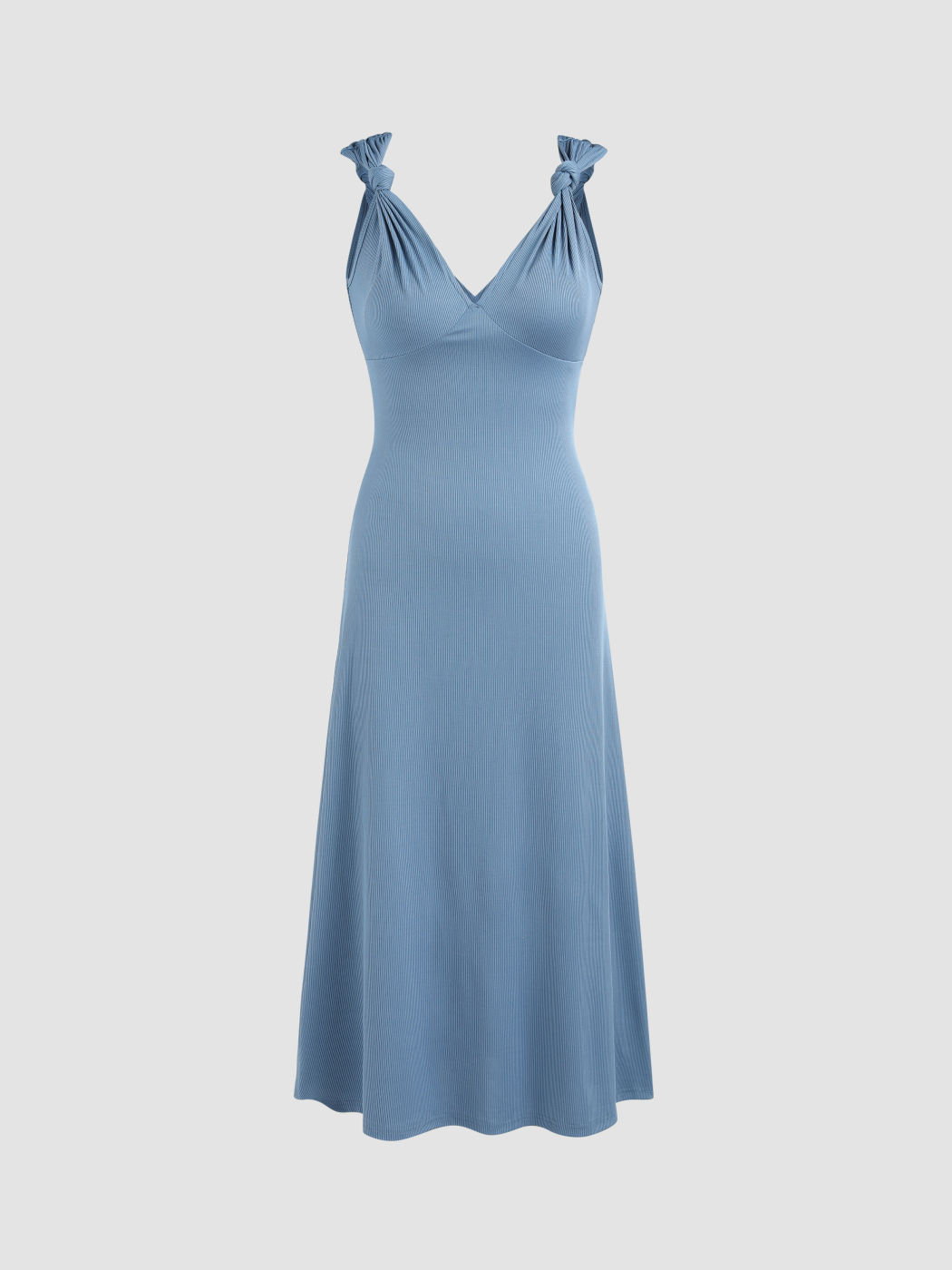 Ruffled Hem Button Front V-Neck Maxi Dress