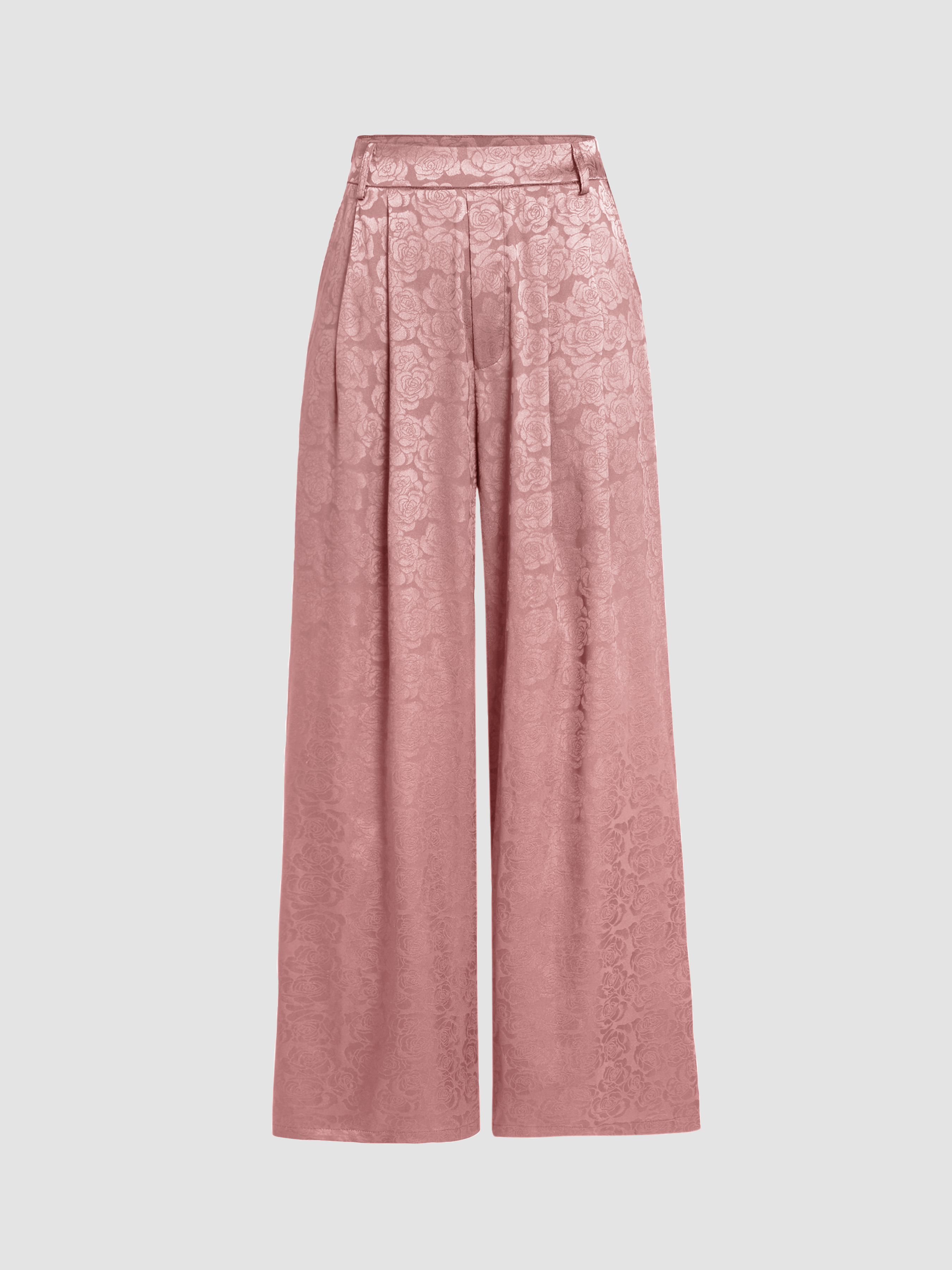 Satin Jacquard Floral Wide Leg Trousers For Exhibition