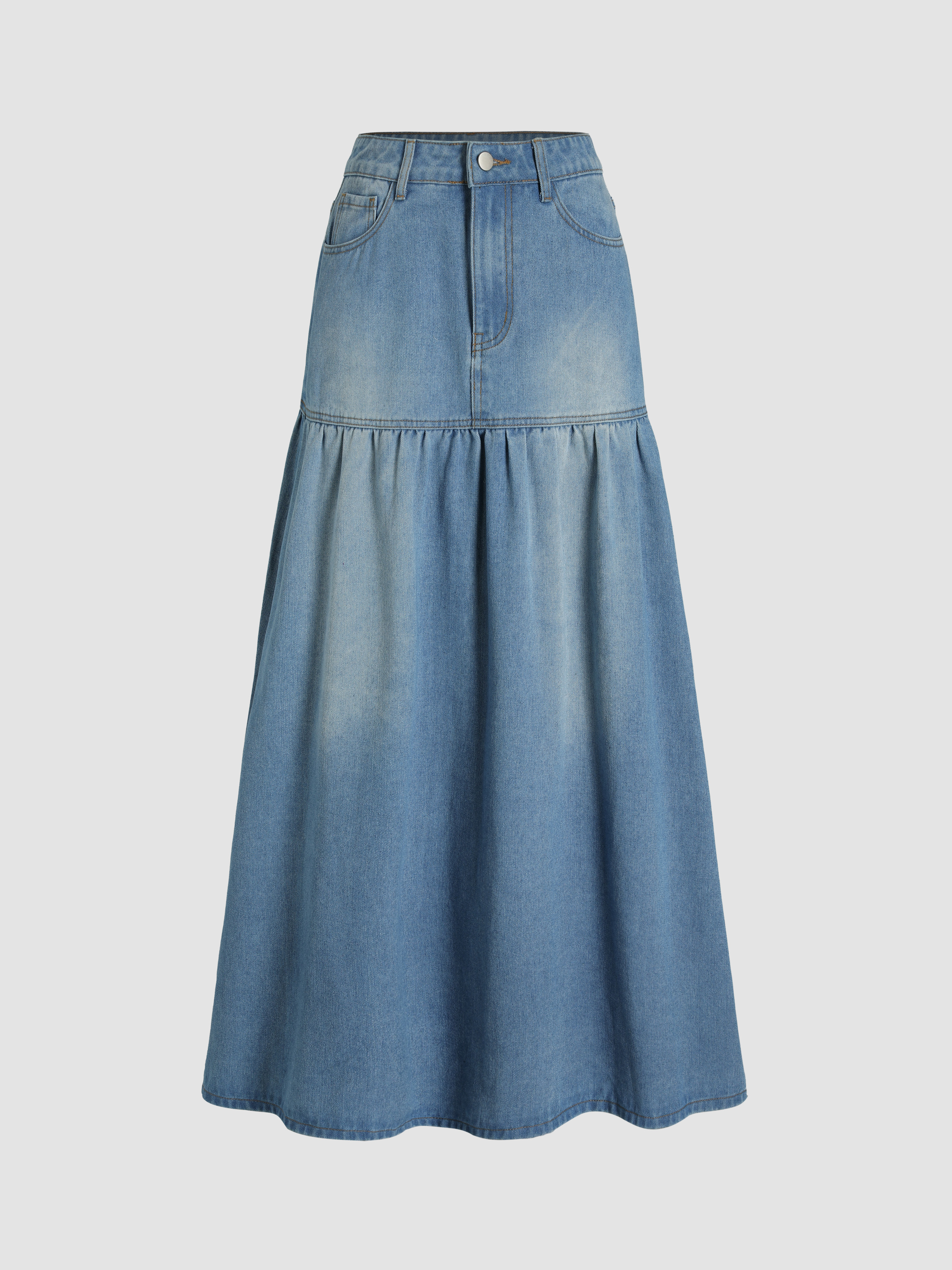 Allegra K Women's Ruffle Hem Button Front Mini Denim Jeans Skirt -  Walmart.com