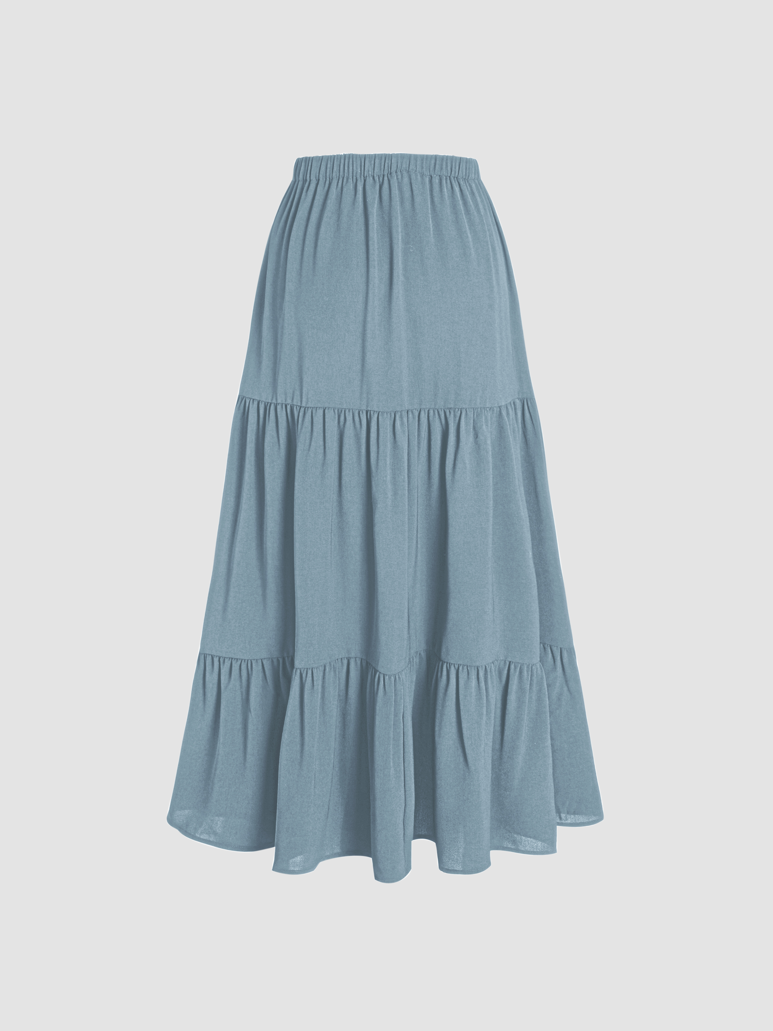 Ruffle Elastic Waist Tiered Maxi Skirt - Cider