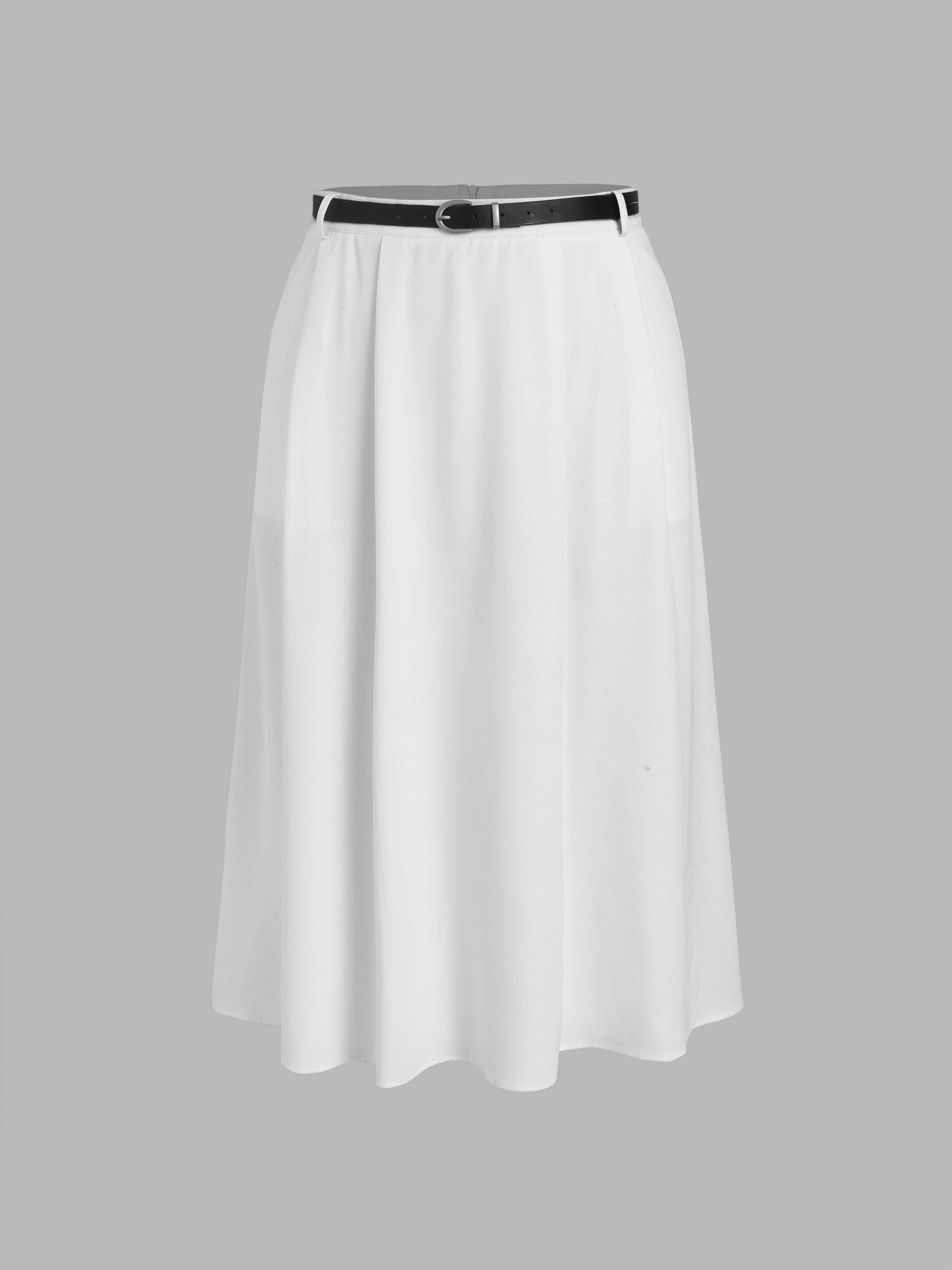 Curve & Plus Pleated Belted Ruffle Maxi Skirt - Cider