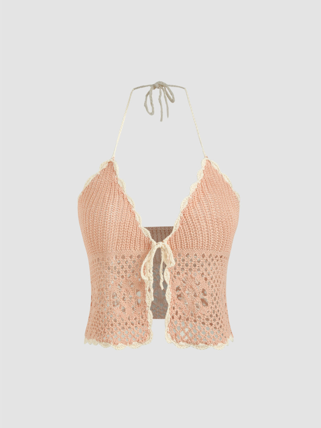 Knit Halter Bowknot Crop Cami Top