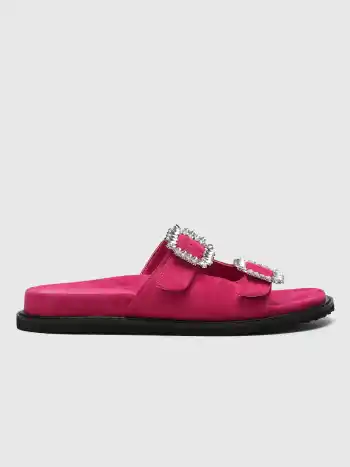 Rhinestone Decor Double Strap Slippers