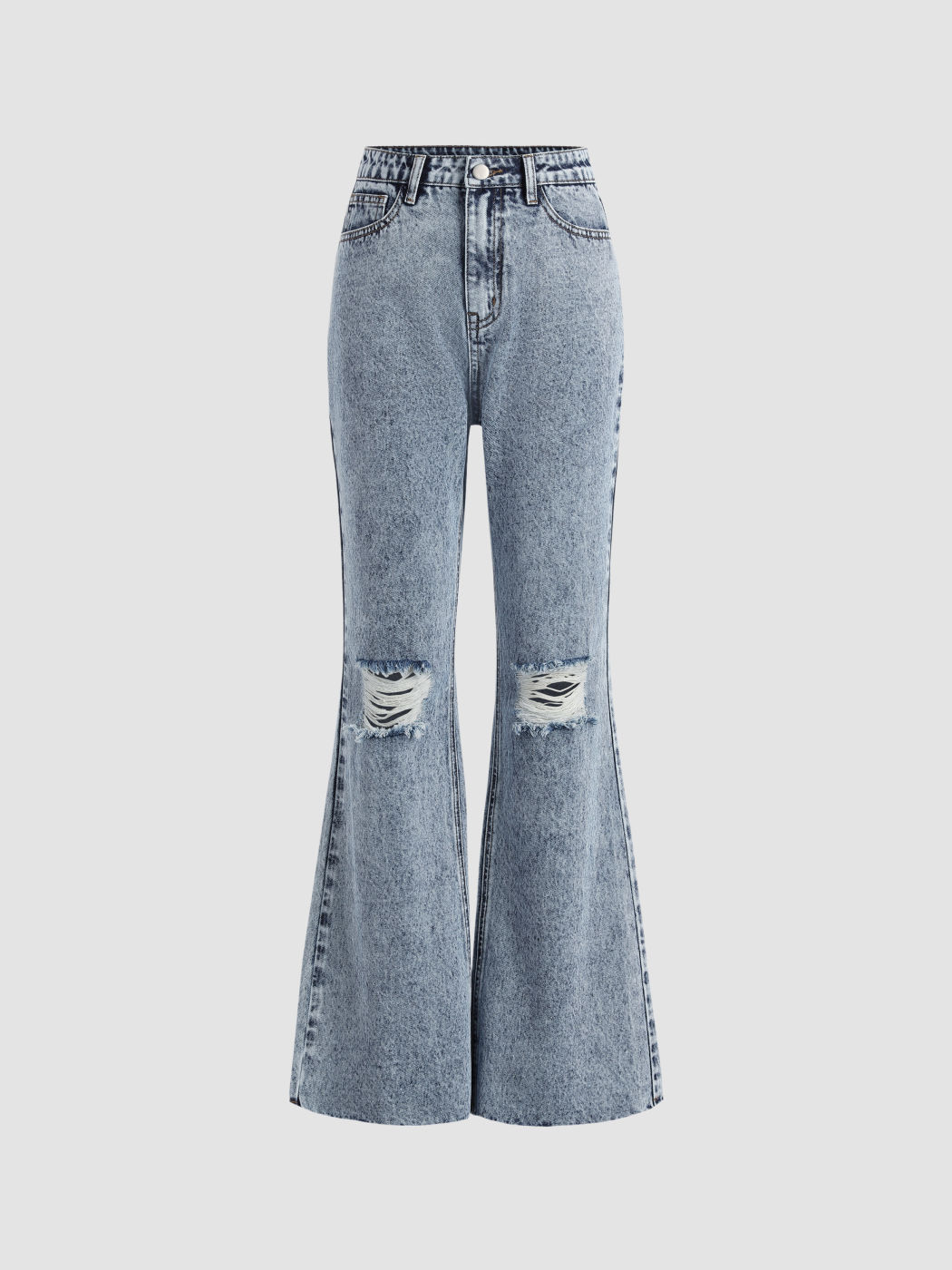 High Rise Ripped Jeans Flares