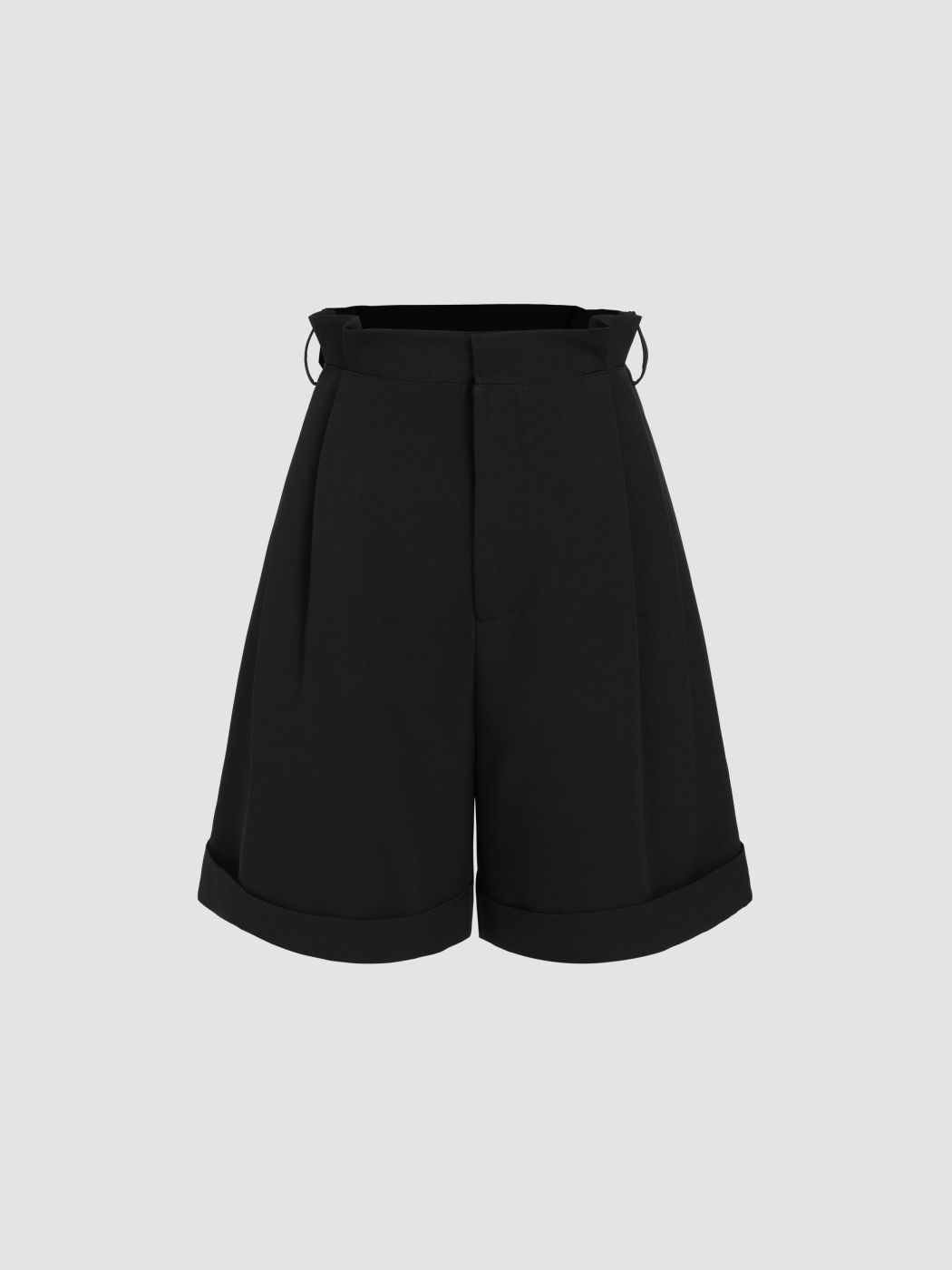 Solid Midi-Shorts mit hoher Taille und weitem Bein