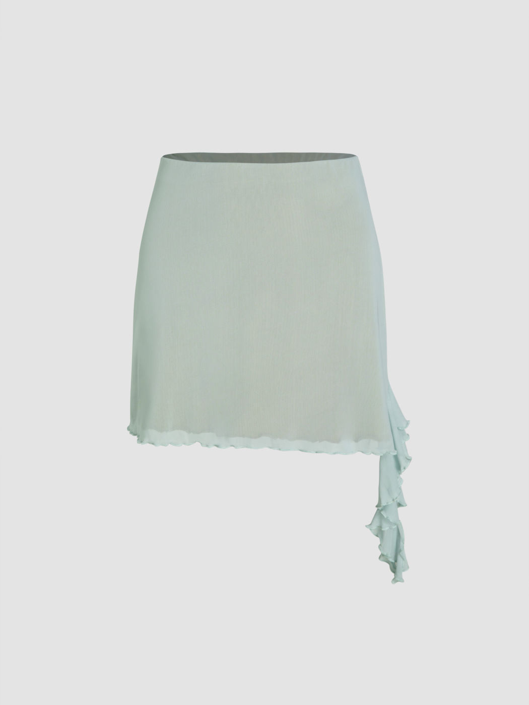 Ruffle Hem Lettuce Trim Mesh Mini Skirt