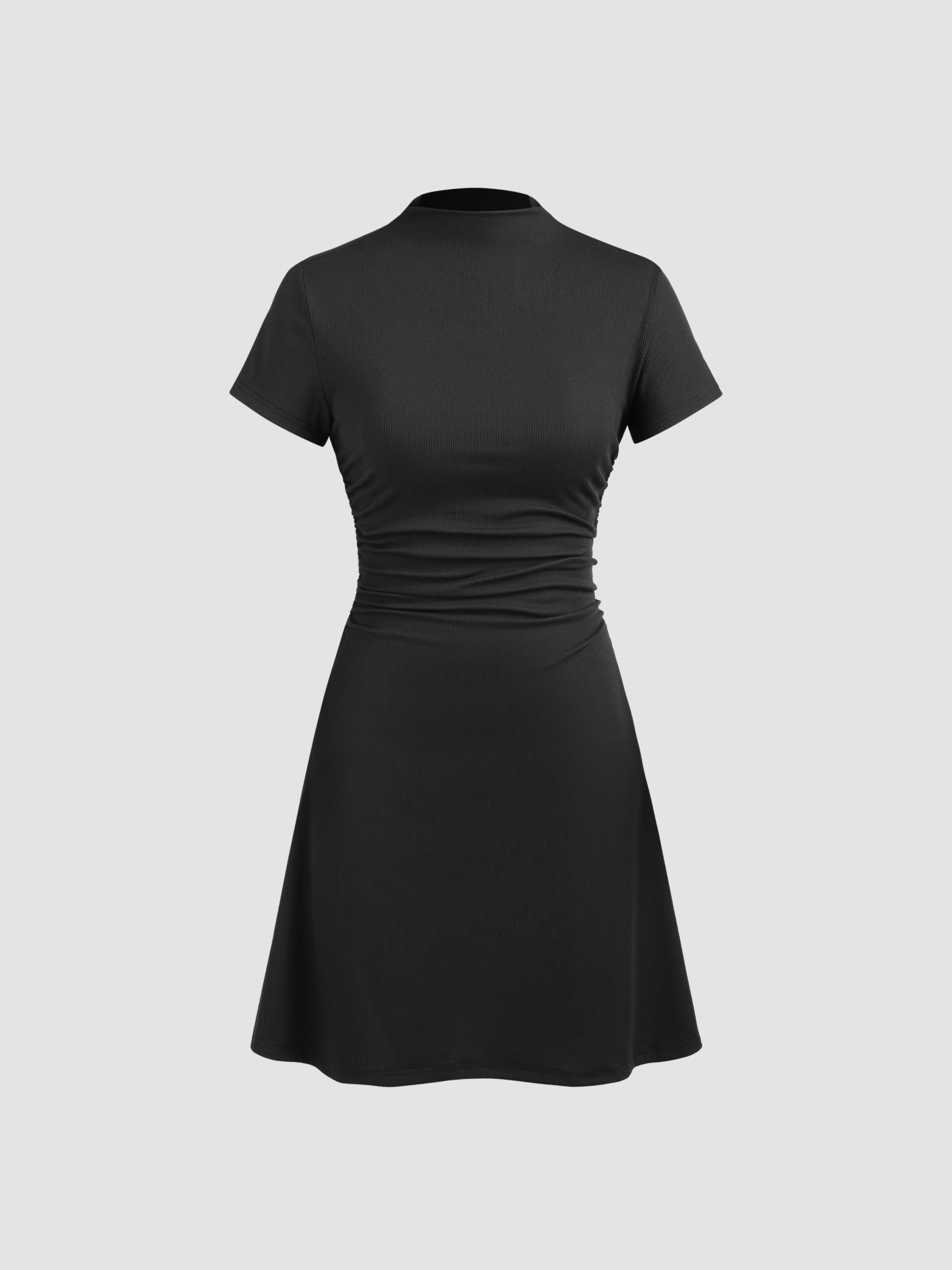 High Neck Ruched Mini Dress