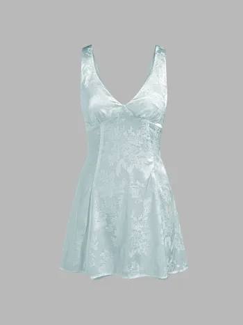 Kurzes Kleid aus Satin mit Blumenmuster zum Binden am Rücken