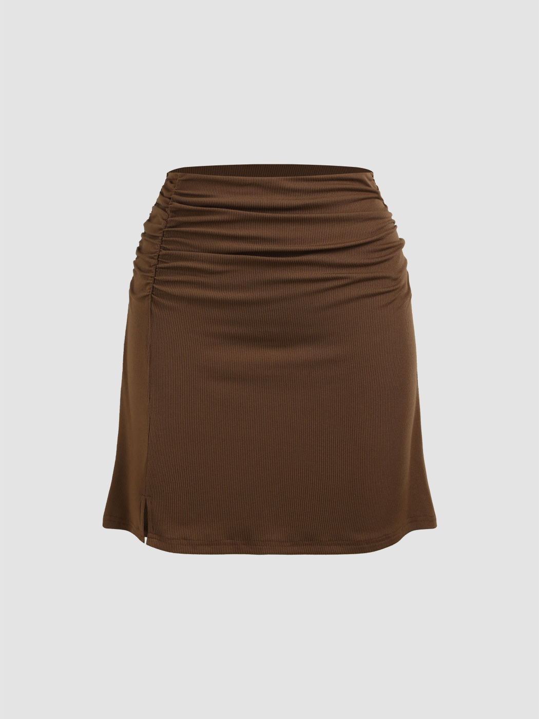 Gerippter Minirock mit hoher Taille und Schlitz