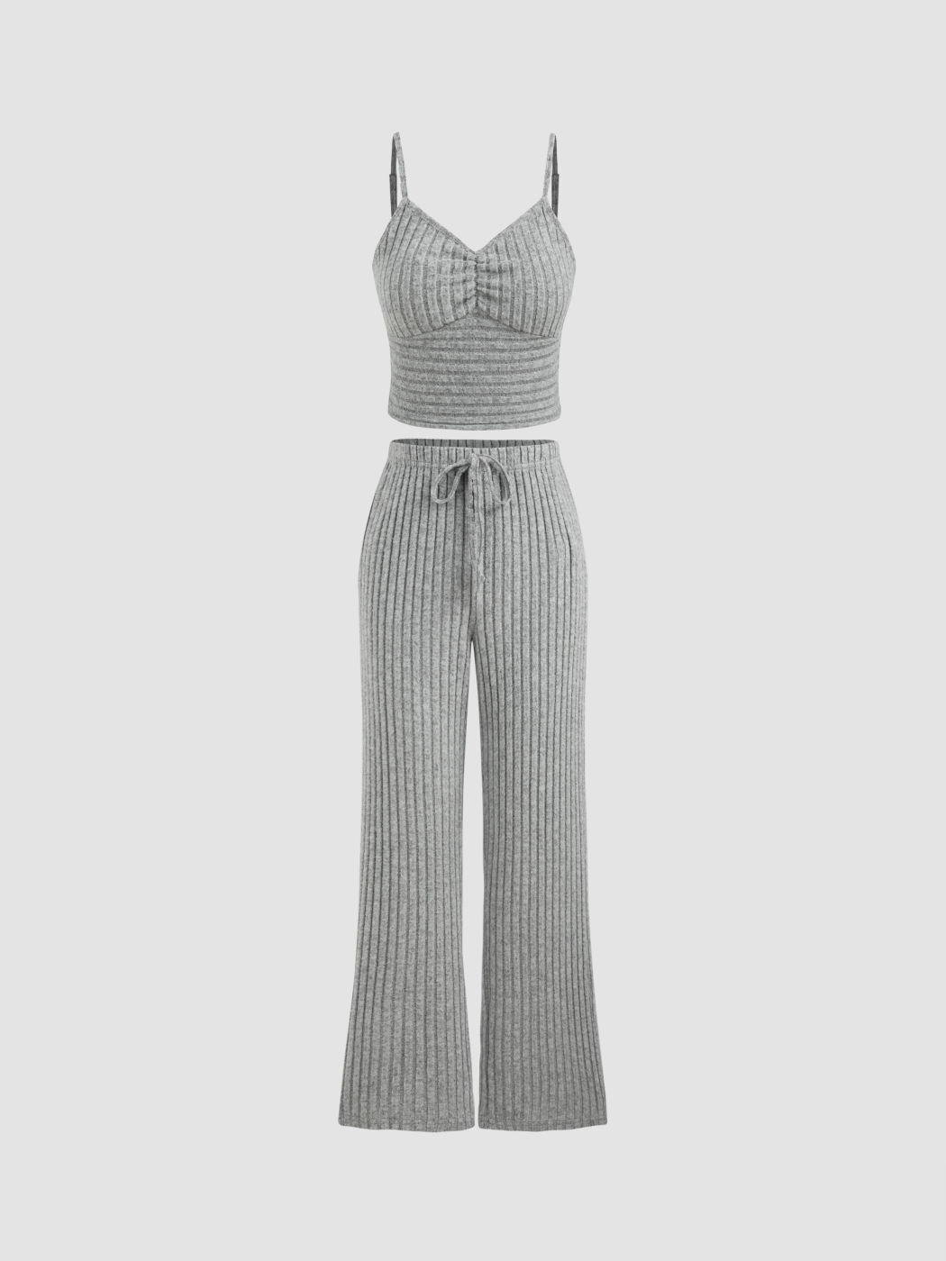 Lounge-Set mit gerafftem Cami-Oberteil und ausgestellter Hose
