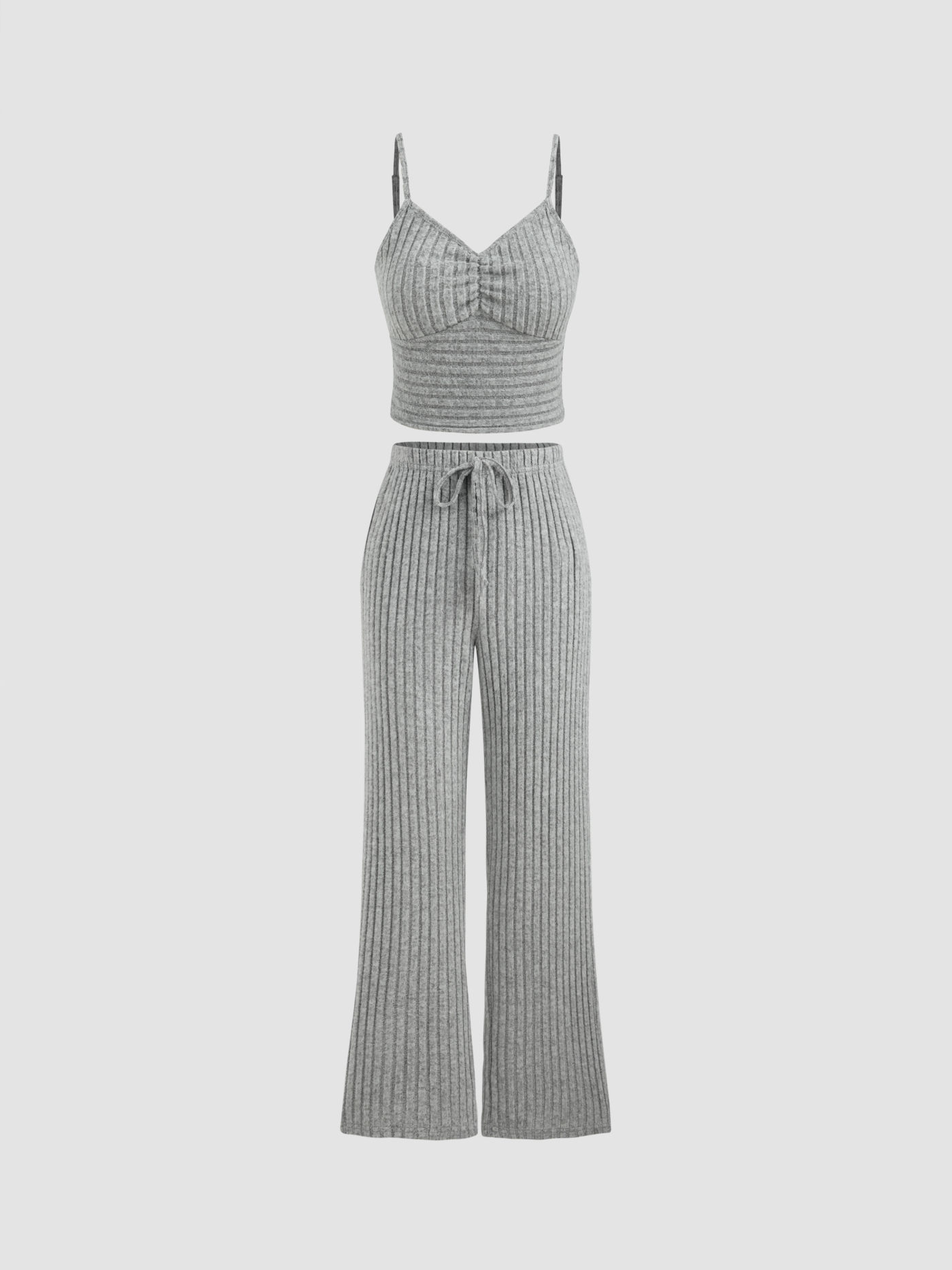 Lounge-Set mit gerafftem Cami-Oberteil und ausgestellter Hose