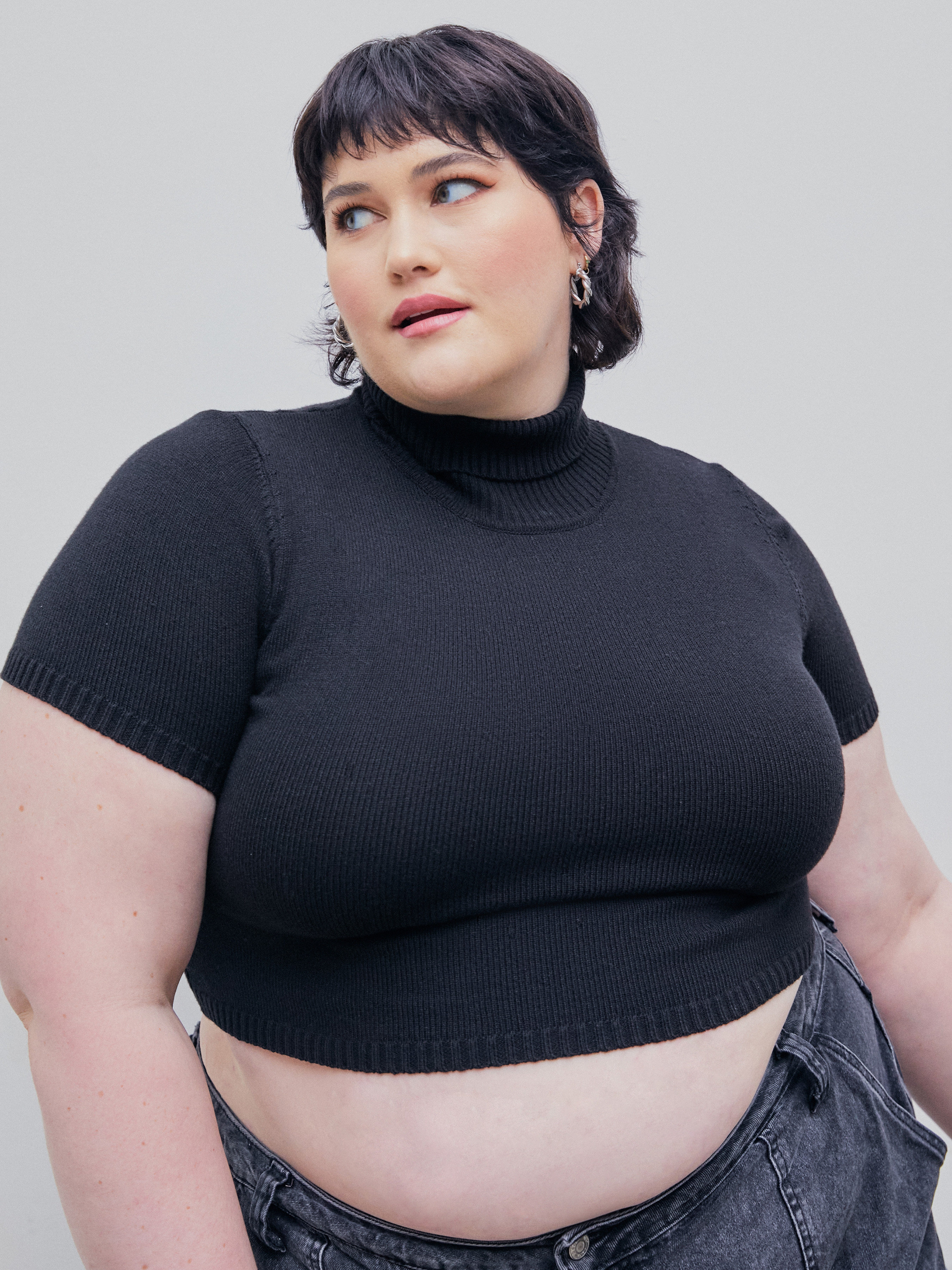 Plus size 2024 turtleneck crop top