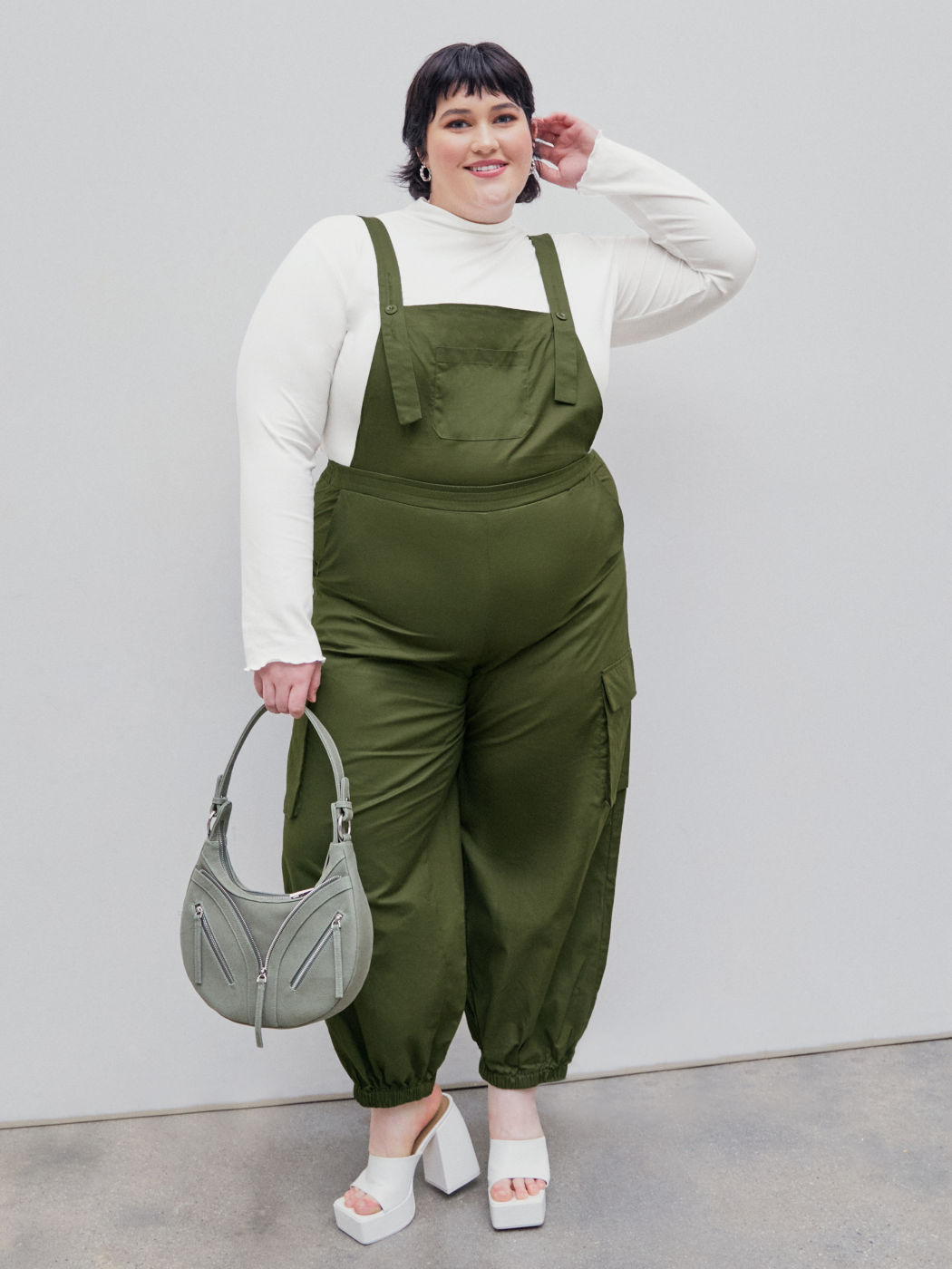 Tuta jogger in tessuto solido Curvy