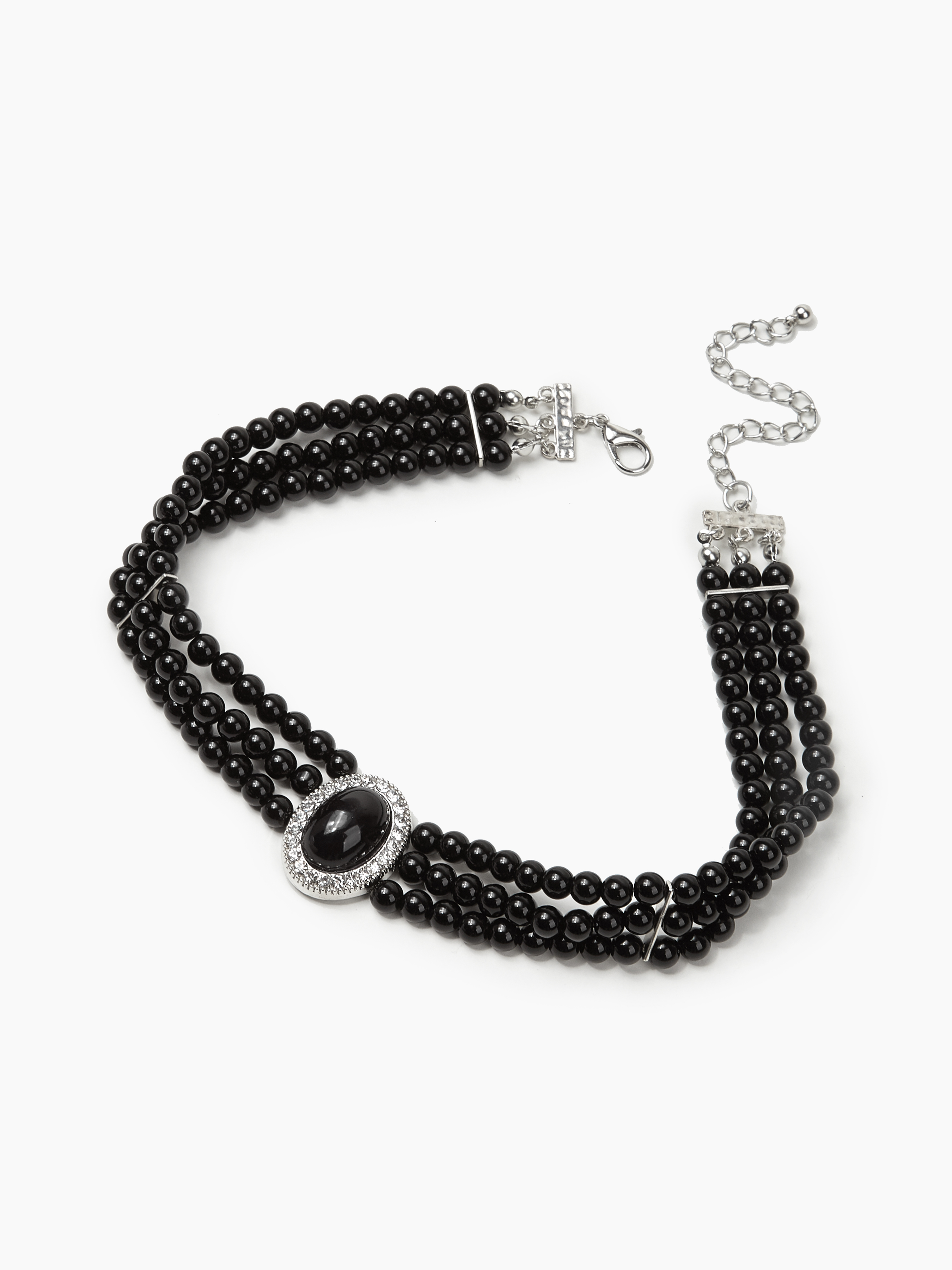 Faux Pearl Rhinestone Decor Beaded Necklace Cider