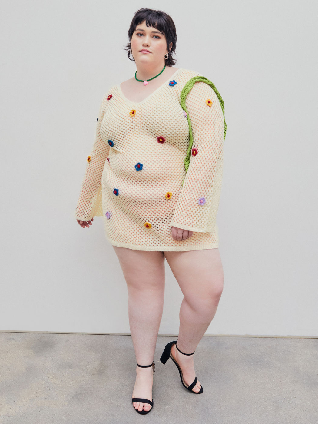 Abito in maglia all'uncinetto floreale  3D Curvy