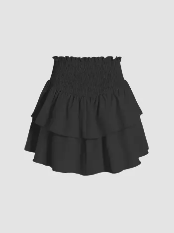 Skort a strati con volant arricciato