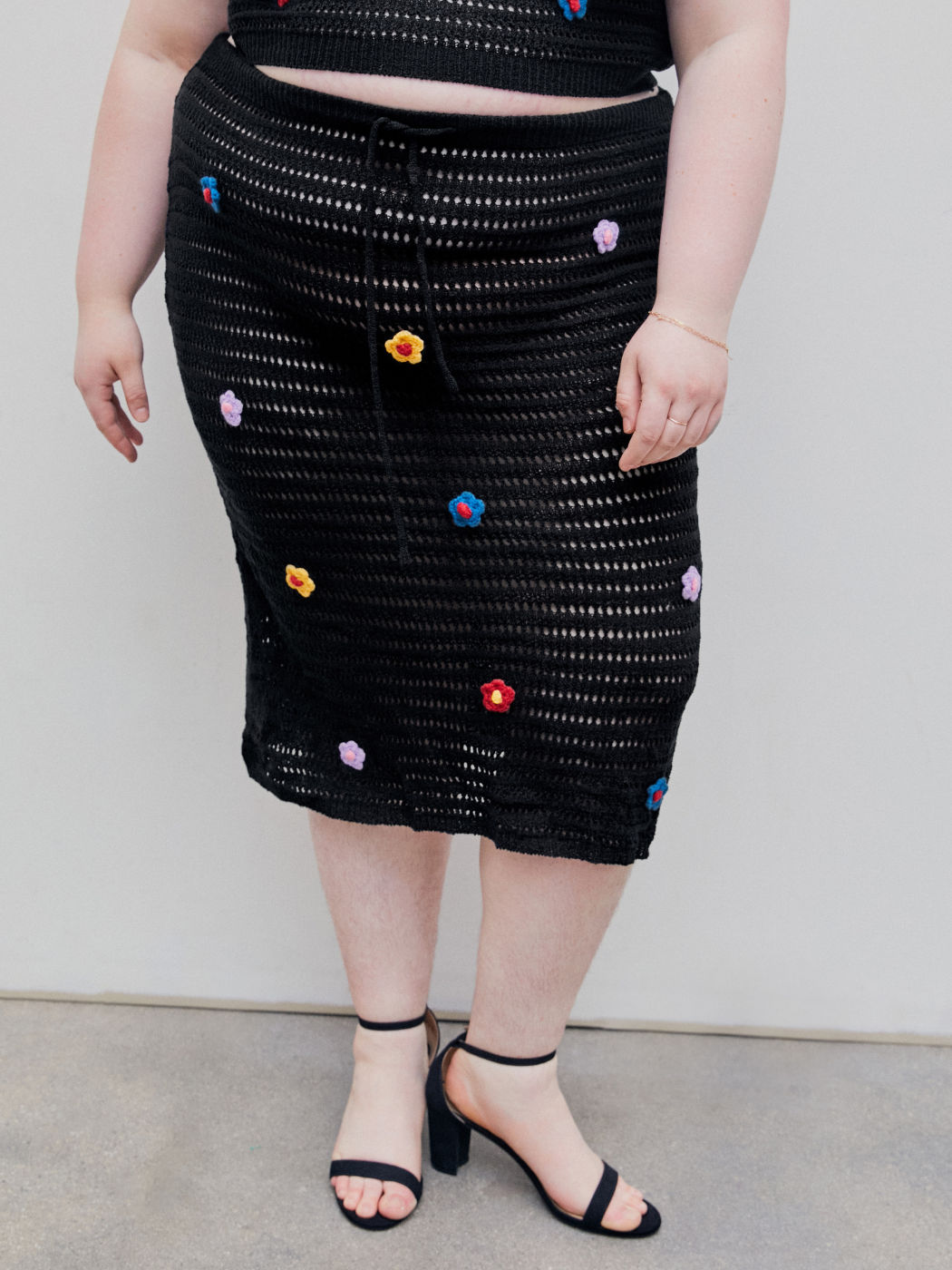 3D Floral Crochet Midi Skirt Curve & Plus