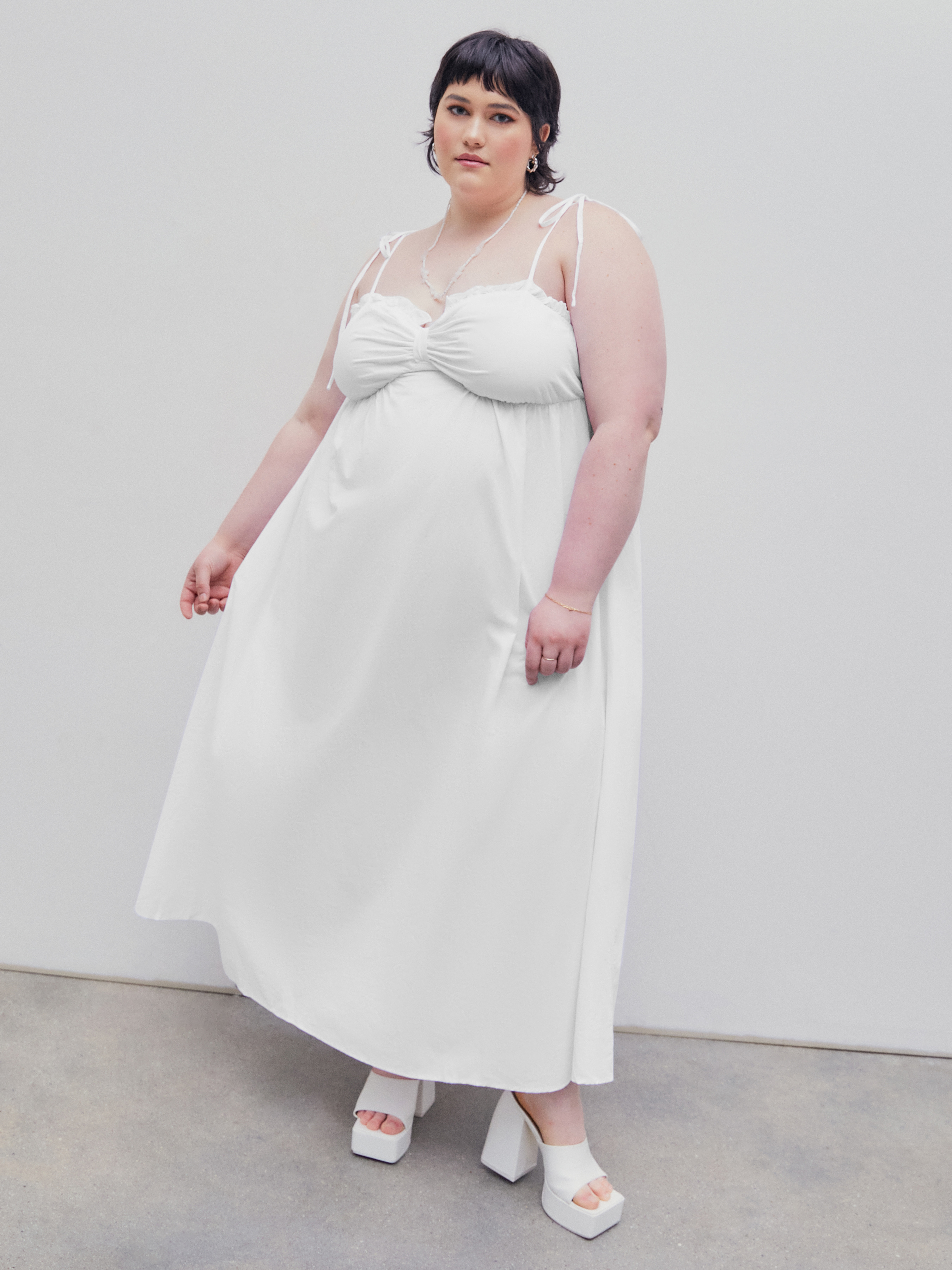Curve & Plus Trim Ruffled Knotted Maxi Dress