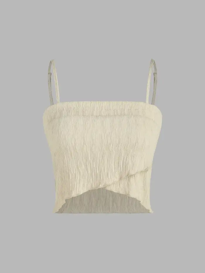 Knit Fabric Round Neck Ruched Long Sleeve Crop Top & Wide Leg Trousers Set For School Daily Casual Outdoor Home