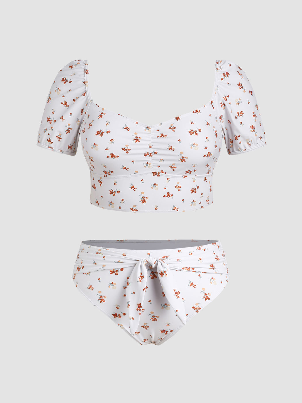Cheeky-Bikiniunterteil mit Blumenmuster und Schleife Kurve & Plus