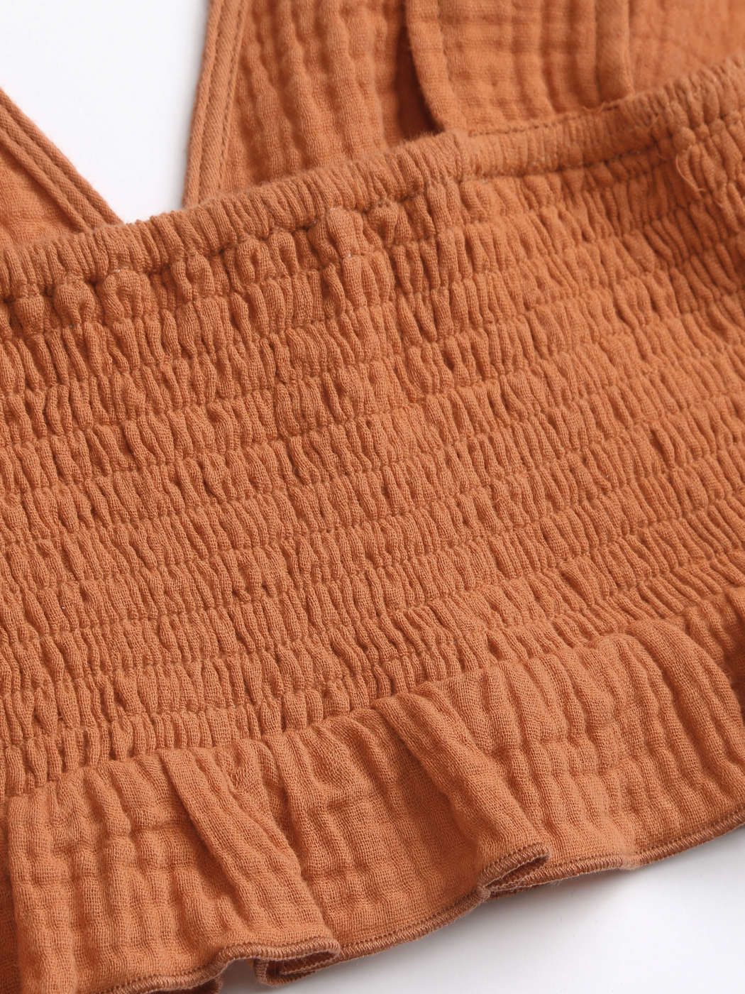Tan Crochet Knit Frill Hem Crop Vest